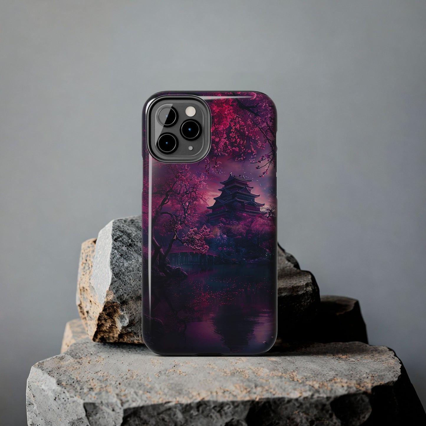 Japanese Cherry Blossum Castle Tough Phone Case iPhone Android