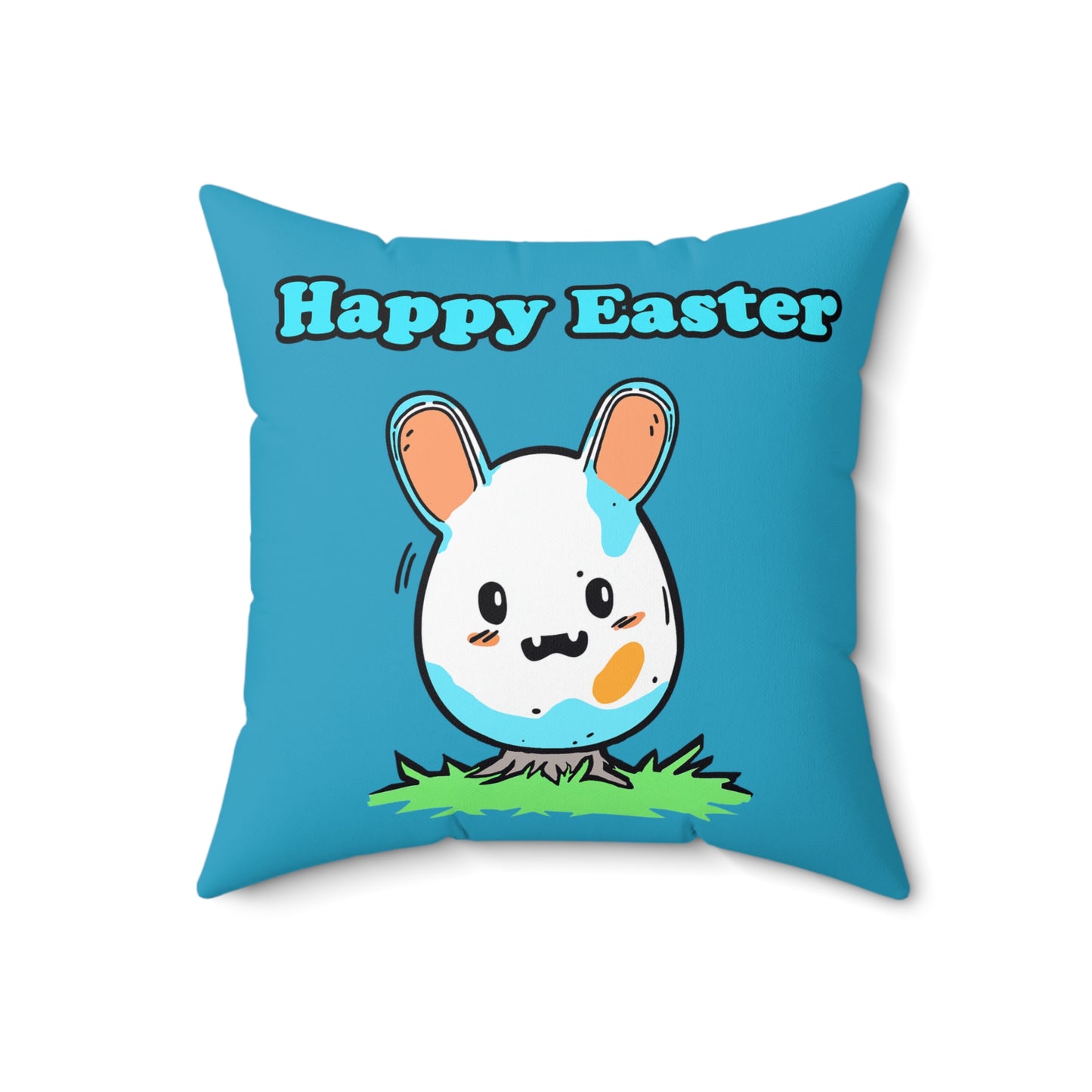 Happy Easter Playful Spun Polyester Square Pillow - Cute & Silly Bunny Egg Design