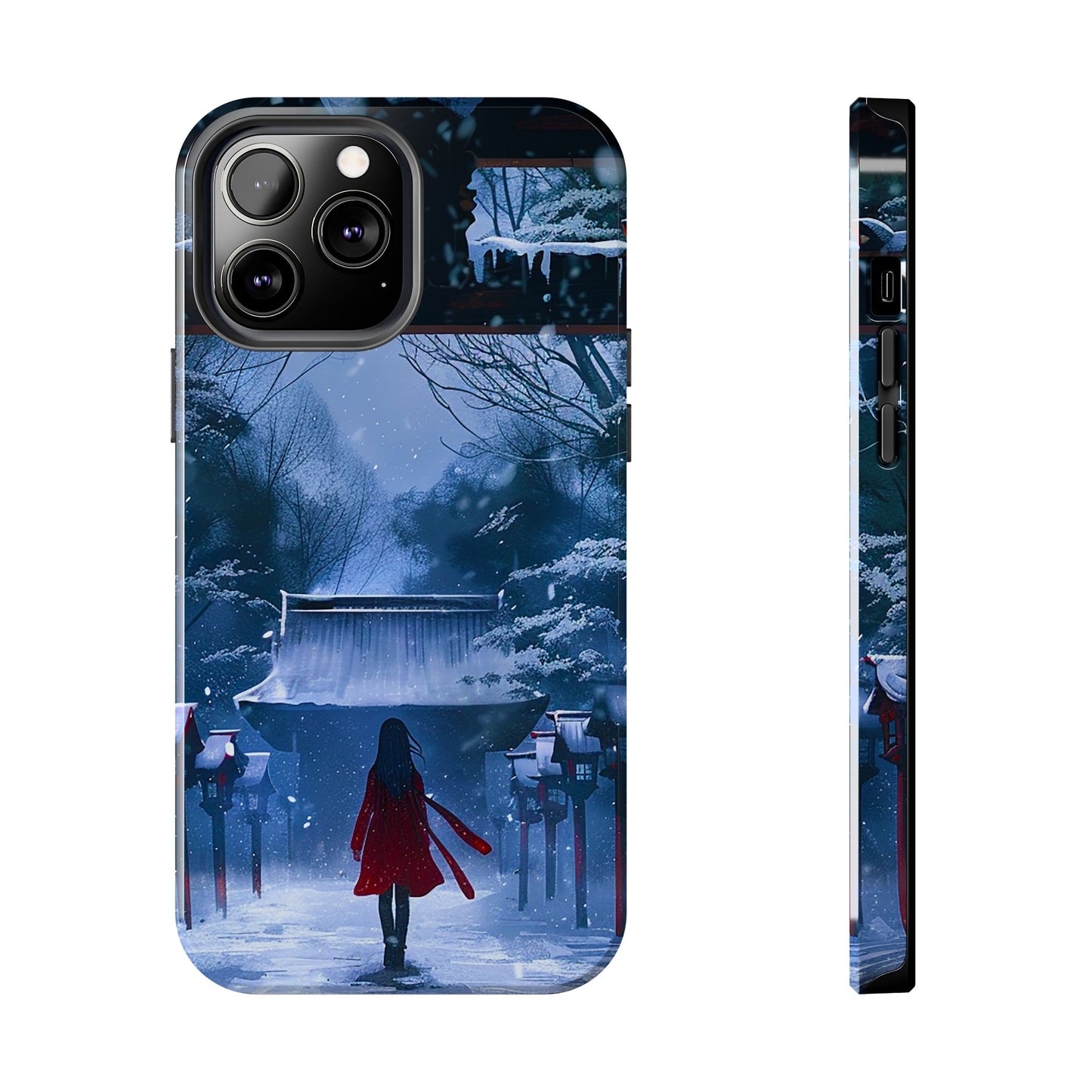Japanese Snowy Shinto Shrine Girl Tough Phone Cases iPhone Android