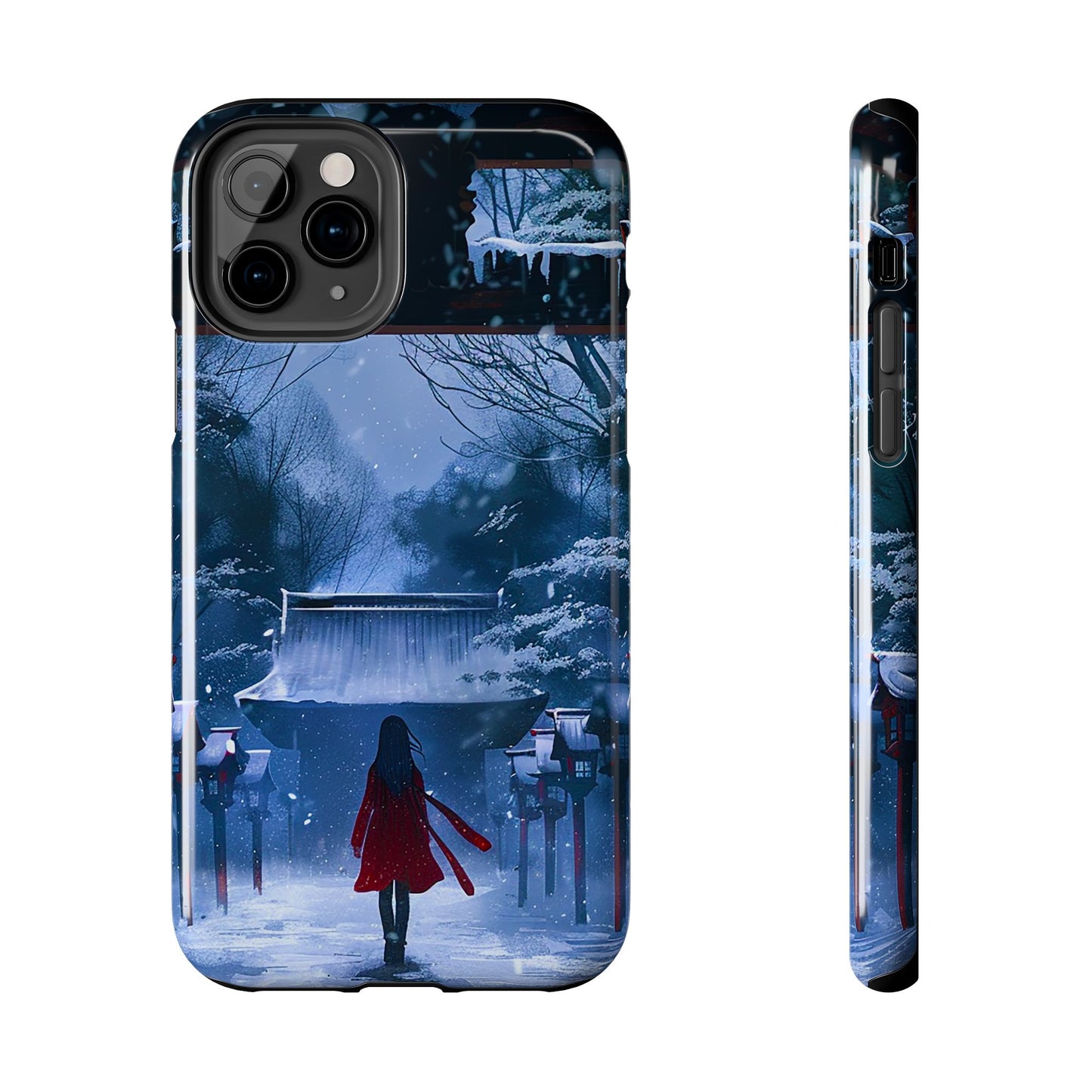 Japanese Snowy Shinto Shrine Girl Tough Phone Cases iPhone Android