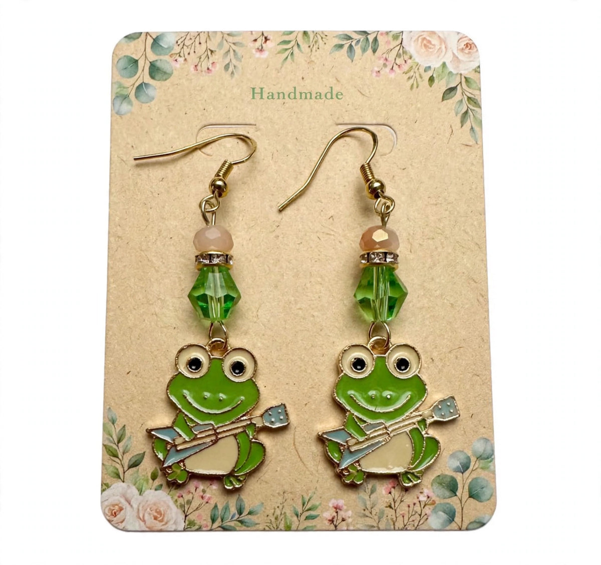 Rockin' Guitar Frog Earrings - Cheerful Dangle Jewelry