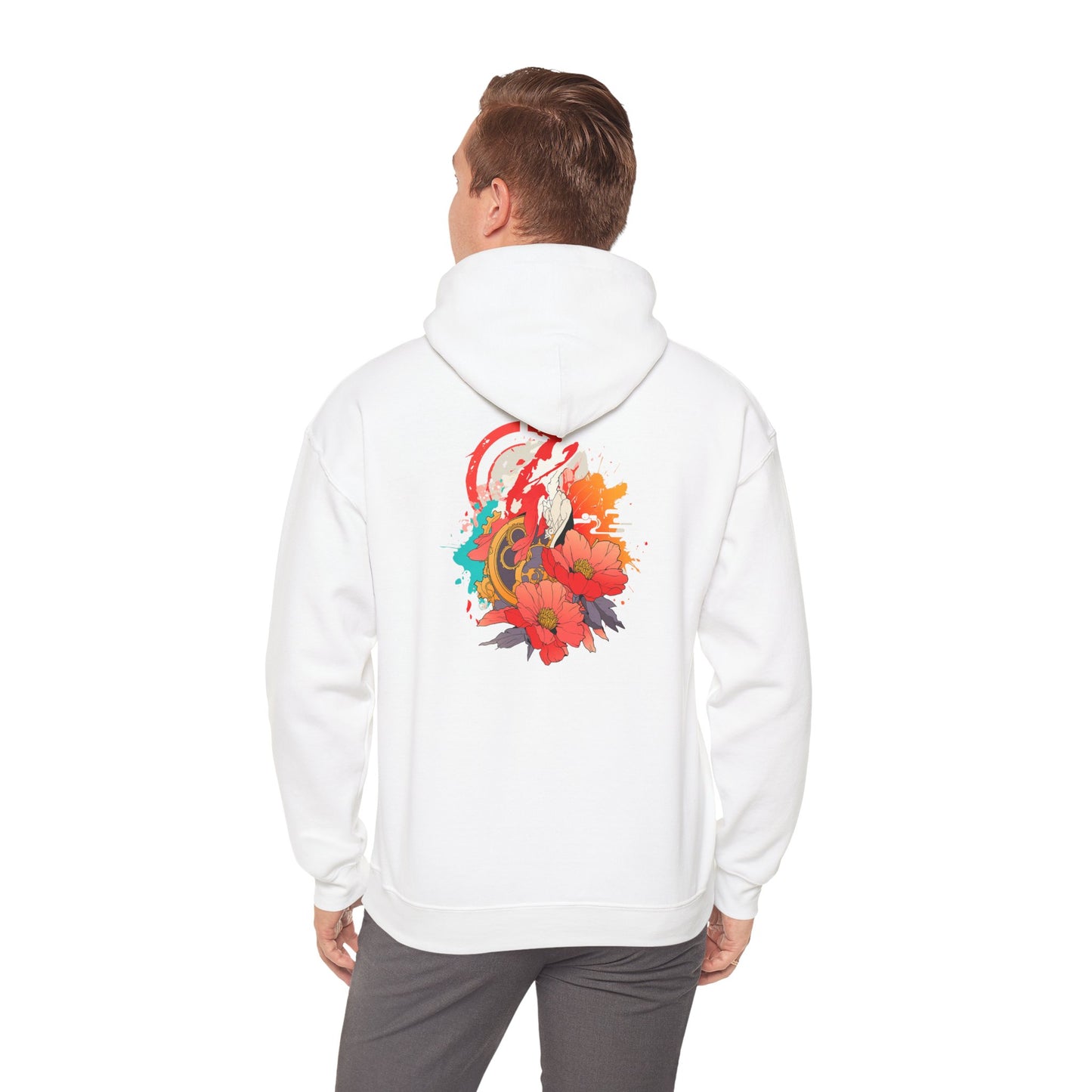 Steampunk Japanese Flowers Elephant Unisex Heavy Blend™ Hooded Sweatshirt