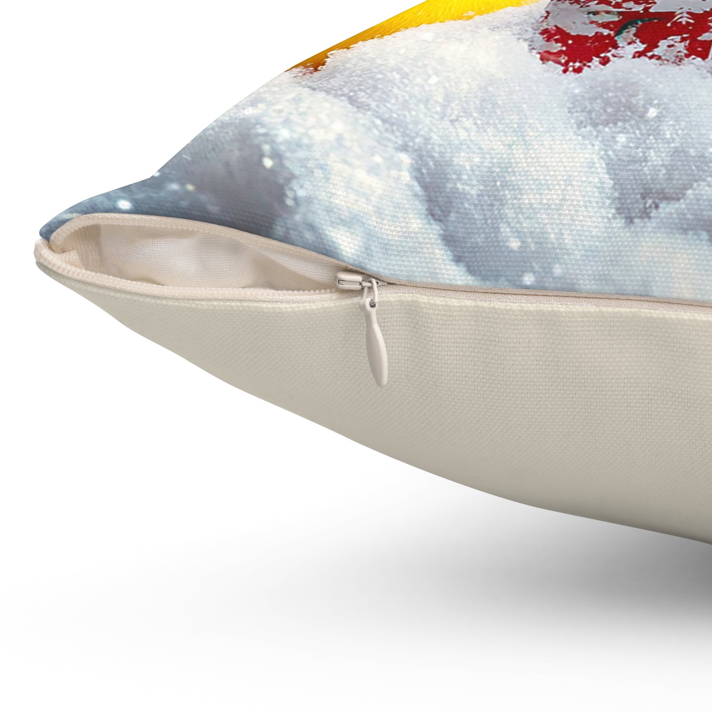 Christmas Cat with Ducks Spun Polyester Square Pillow