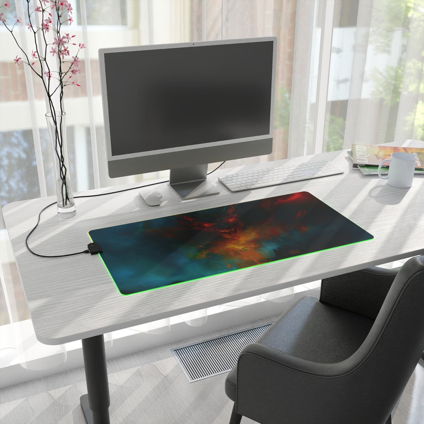 Scary Demon Horror Theme LED Gaming Mouse Pad