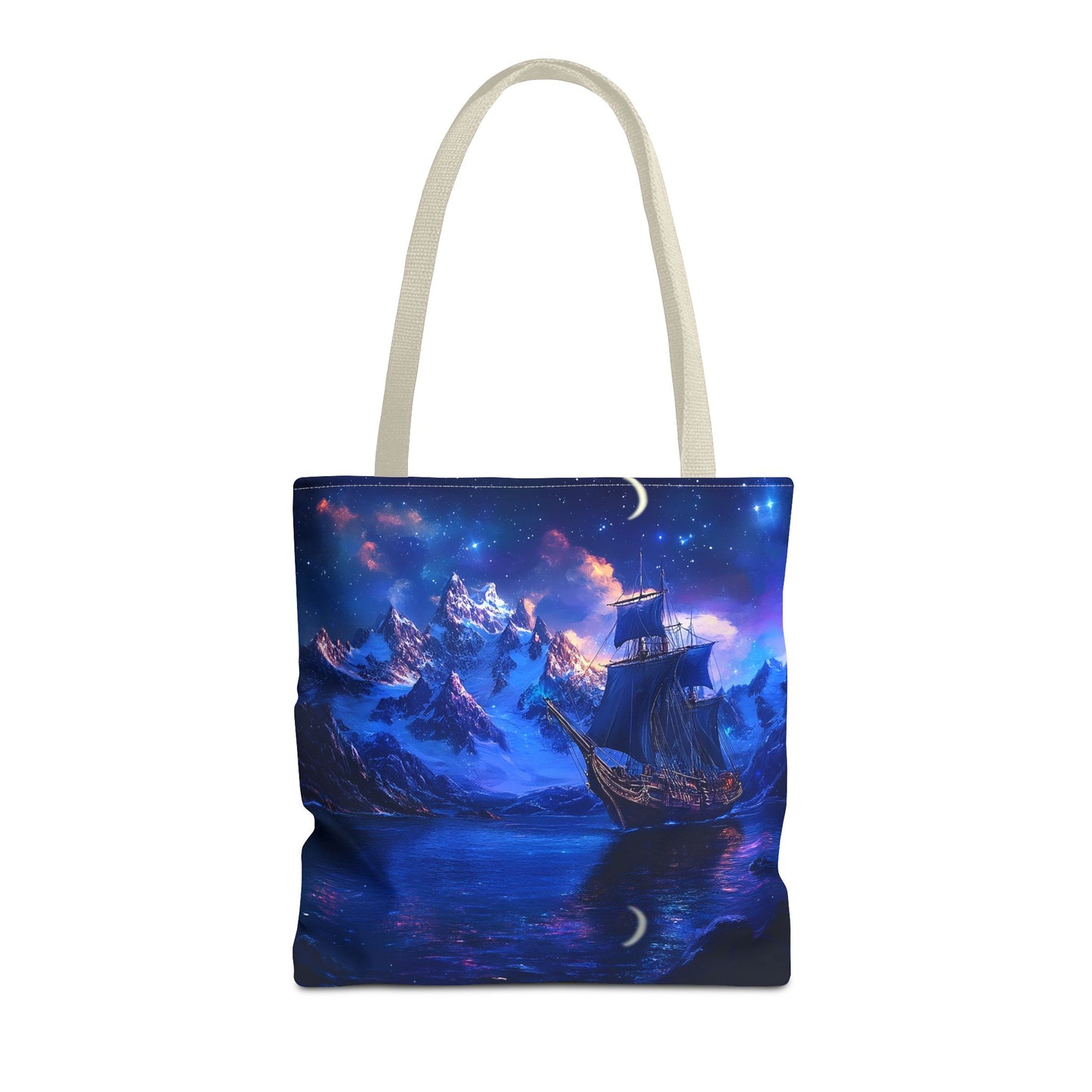 Artic Pirate Ship Under the Moonlight Tote Bag (AOP)