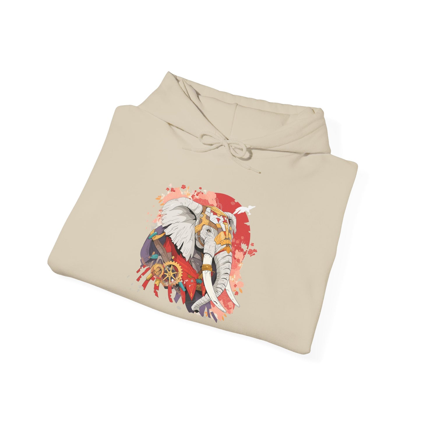 Steampunk Japanese Flowers Elephant Unisex Heavy Blend™ Hooded Sweatshirt