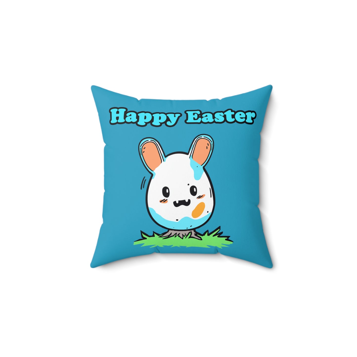 Happy Easter Playful Spun Polyester Square Pillow - Cute & Silly Bunny Egg Design