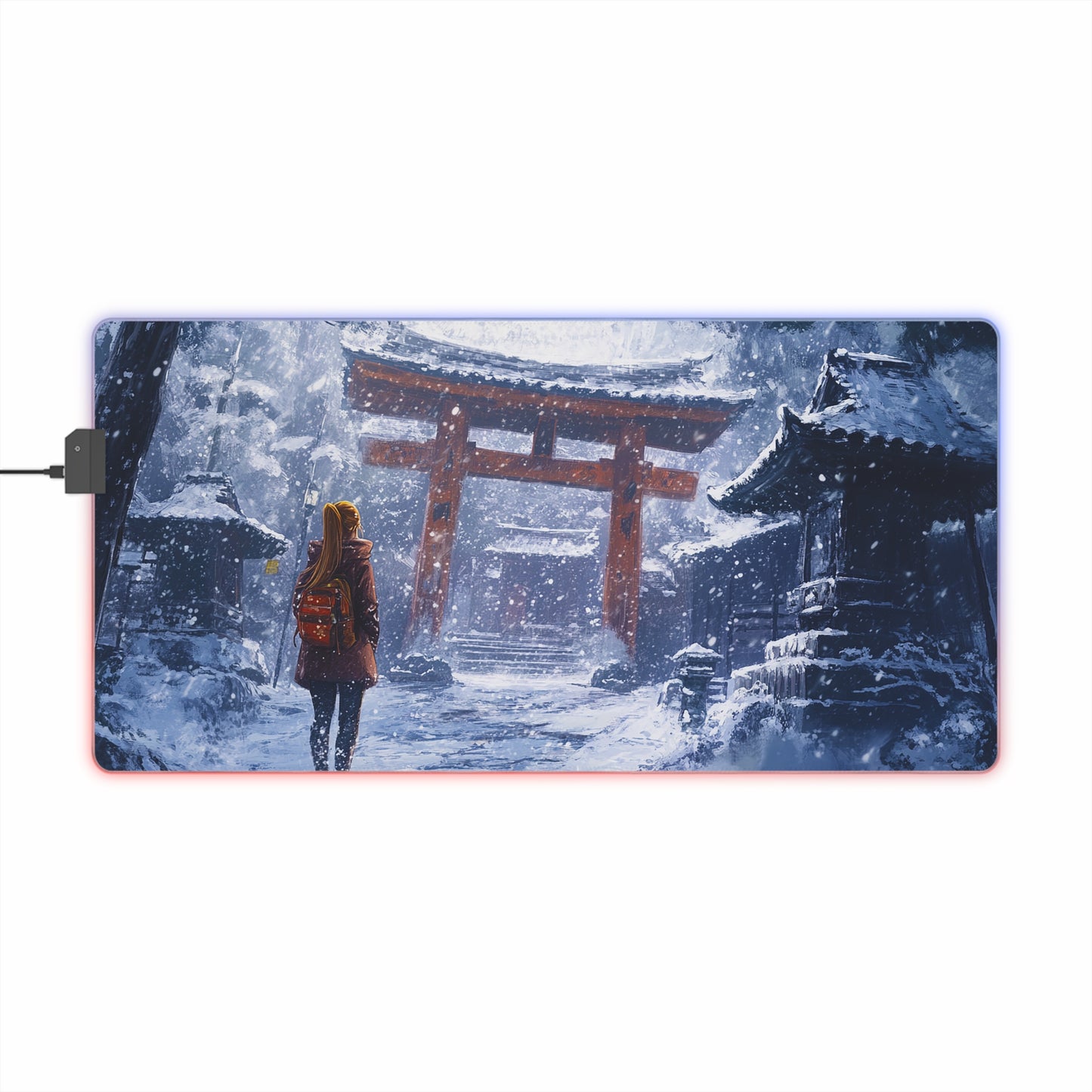 Dark Fantasy Snowy Tori Gate PC Gaming LED Gaming Mouse Pad