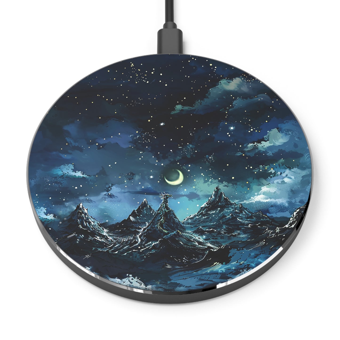 Fantasy Snowy Mountain Dragon Wireless Charger