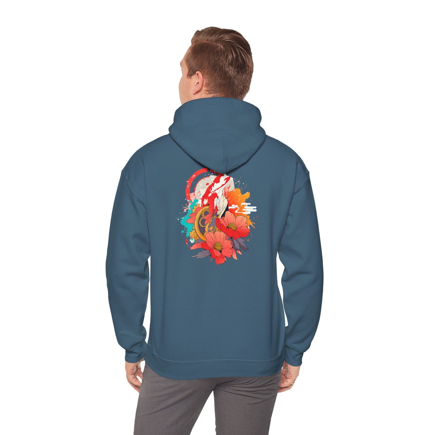 Steampunk Japanese Flowers Elephant Unisex Heavy Blend™ Hooded Sweatshirt