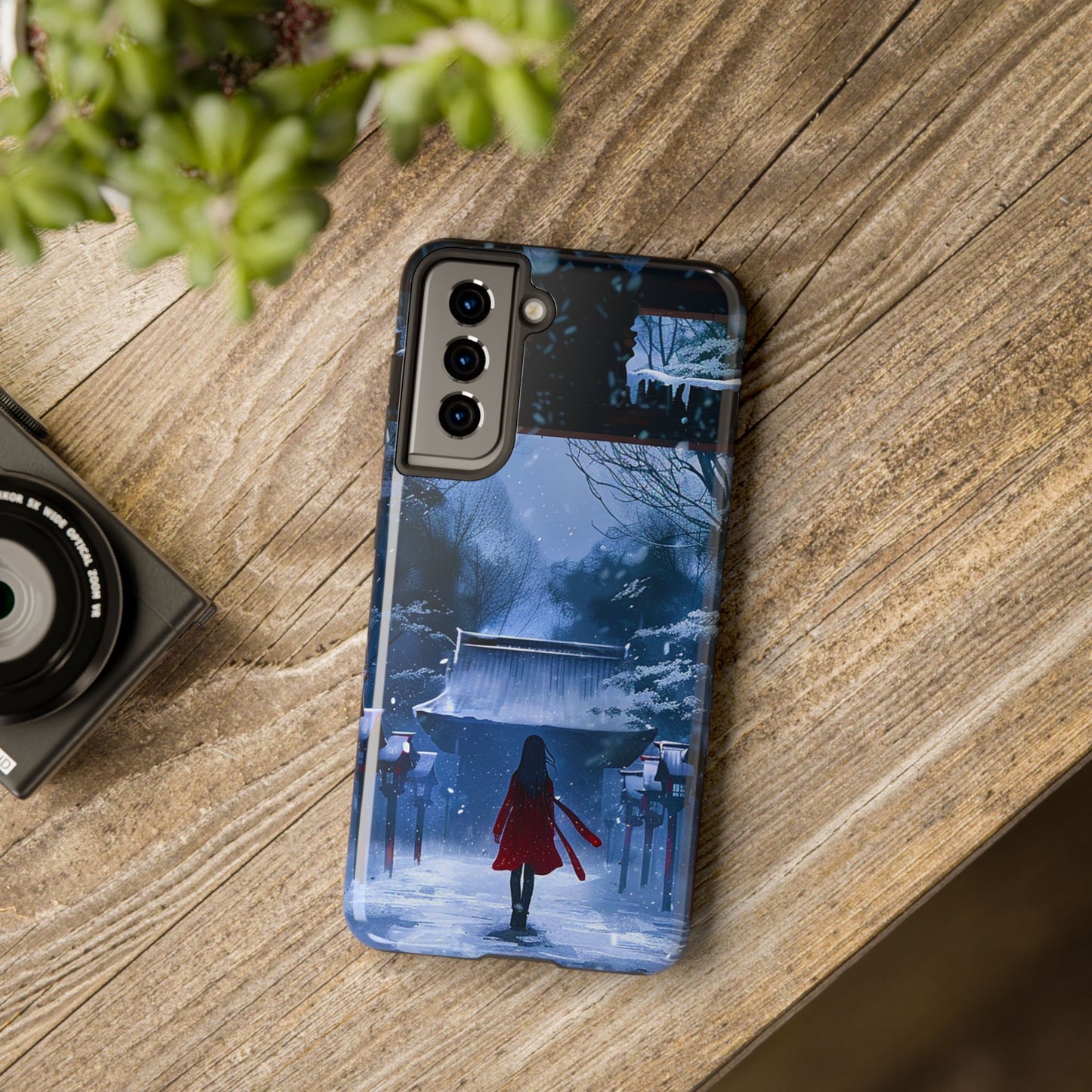 Japanese Snowy Shinto Shrine Girl Tough Phone Cases iPhone Android