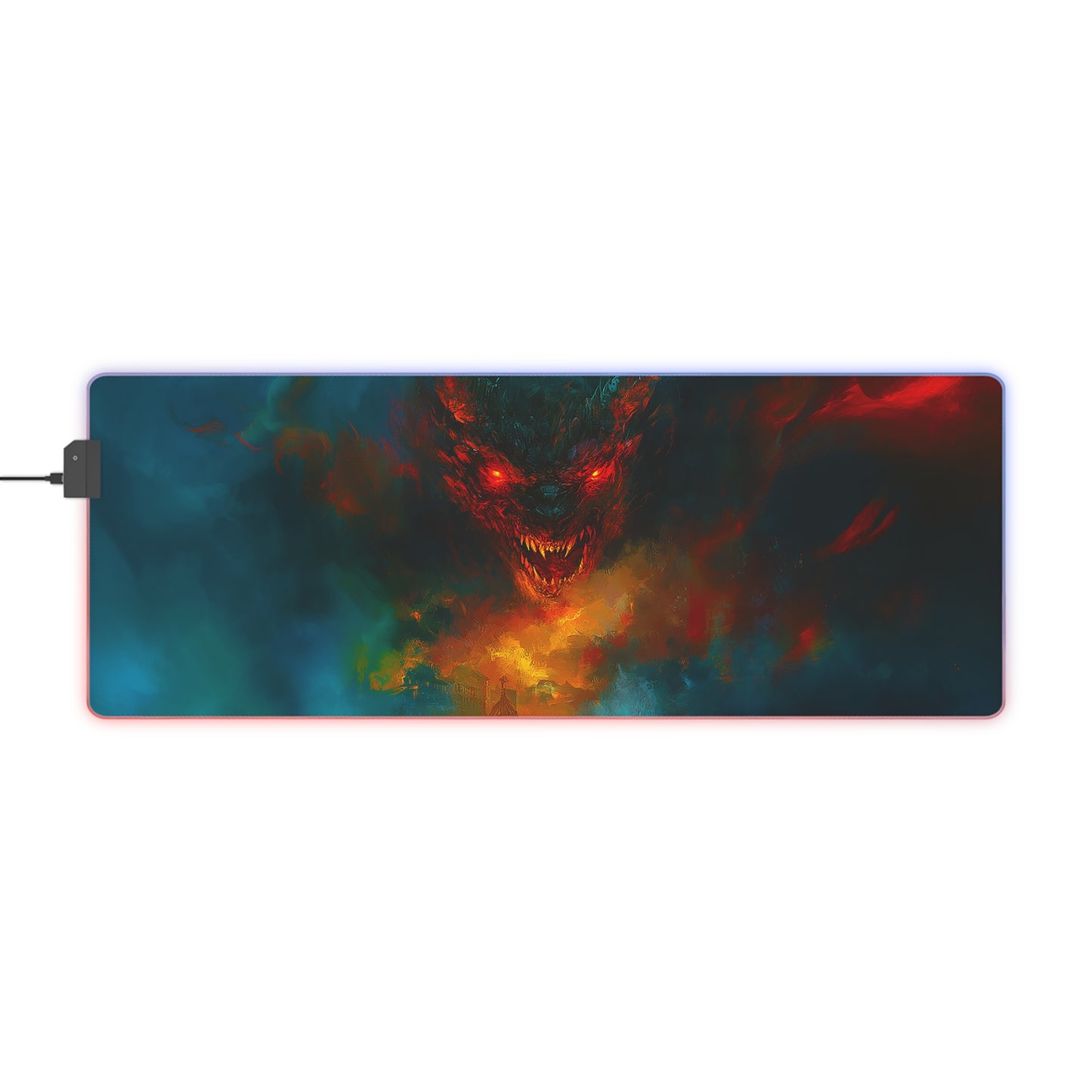 Scary Demon Horror Theme LED Gaming Mouse Pad