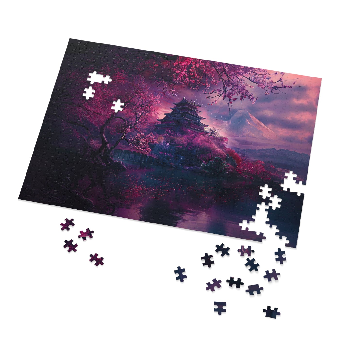 Japanese Cherry Blossum Castle Jigsaw Puzzle (30, 110, 252, 500,1000-Piece)