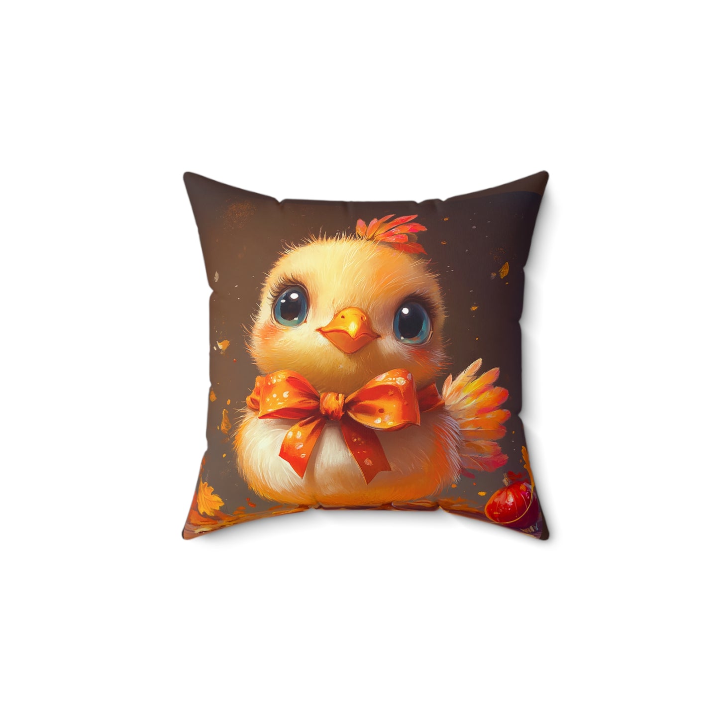 Adorable Turkey Chick Spun Polyester Square Pillow