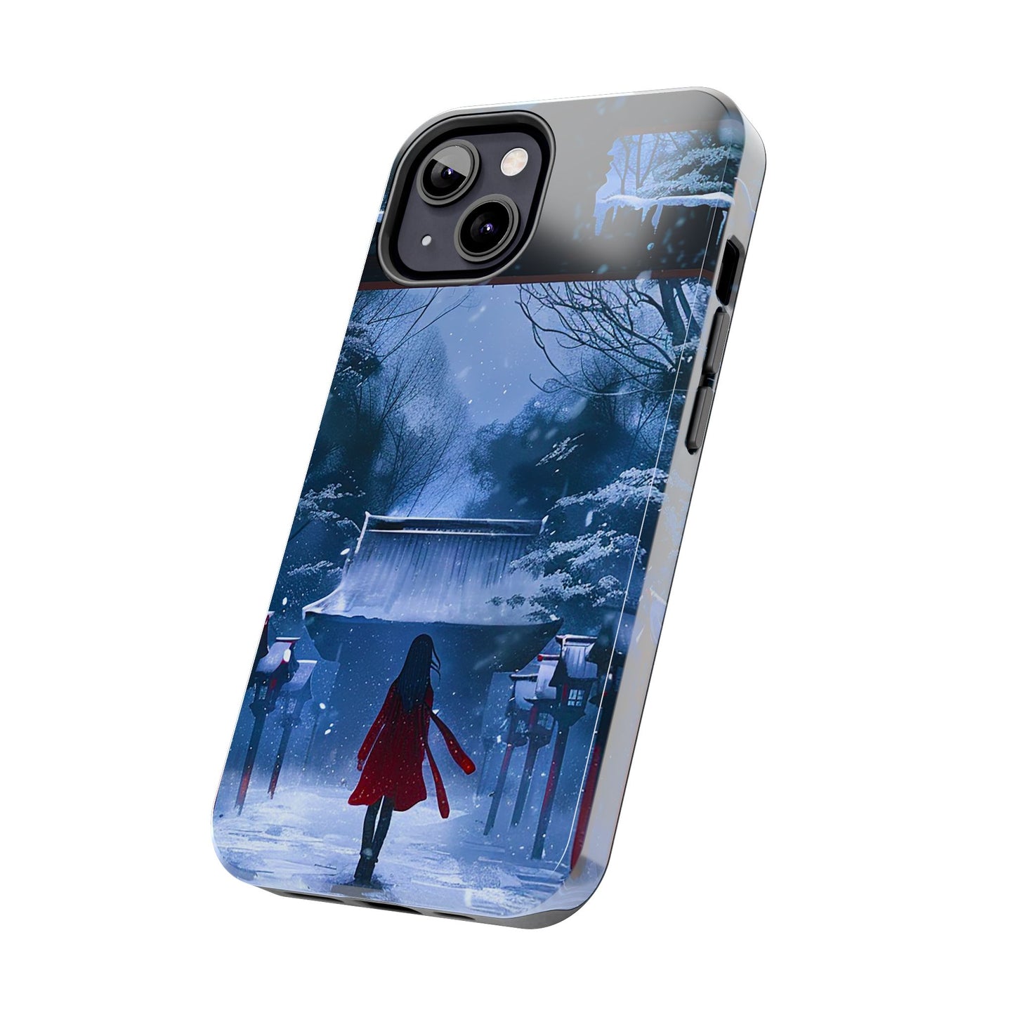 Japanese Snowy Shinto Shrine Girl Tough Phone Cases iPhone Android