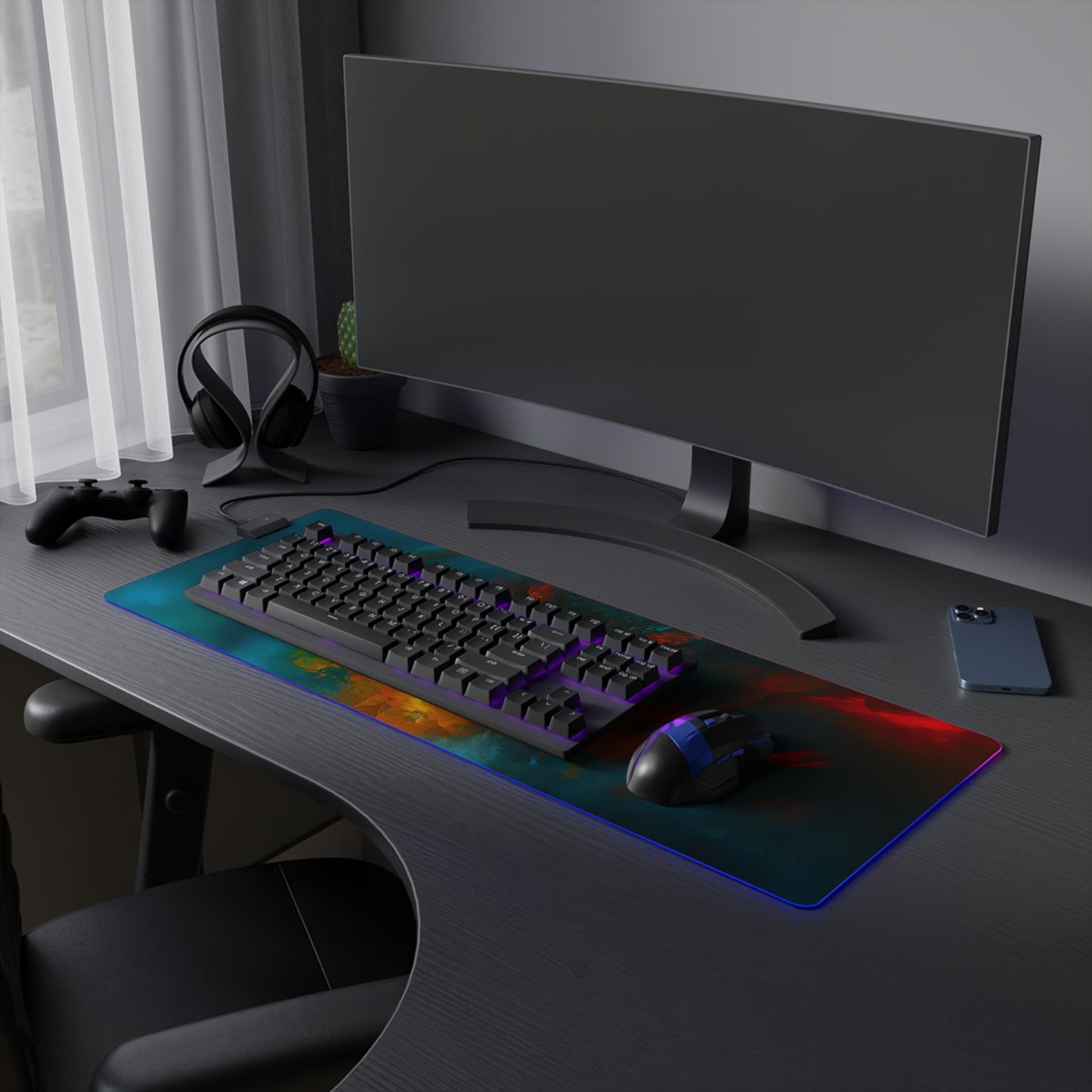 Scary Demon Horror Theme LED Gaming Mouse Pad