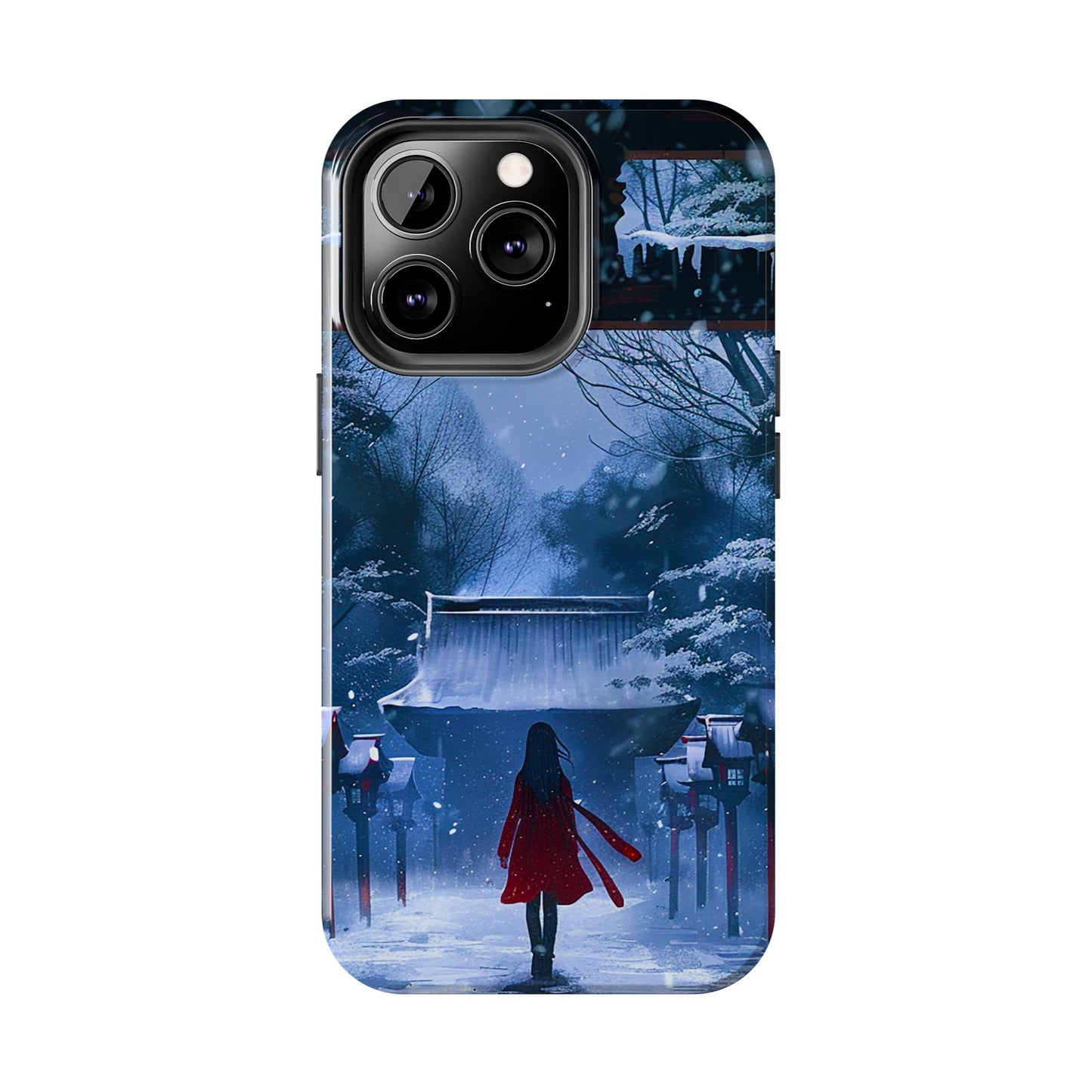 Japanese Snowy Shinto Shrine Girl Tough Phone Cases iPhone Android