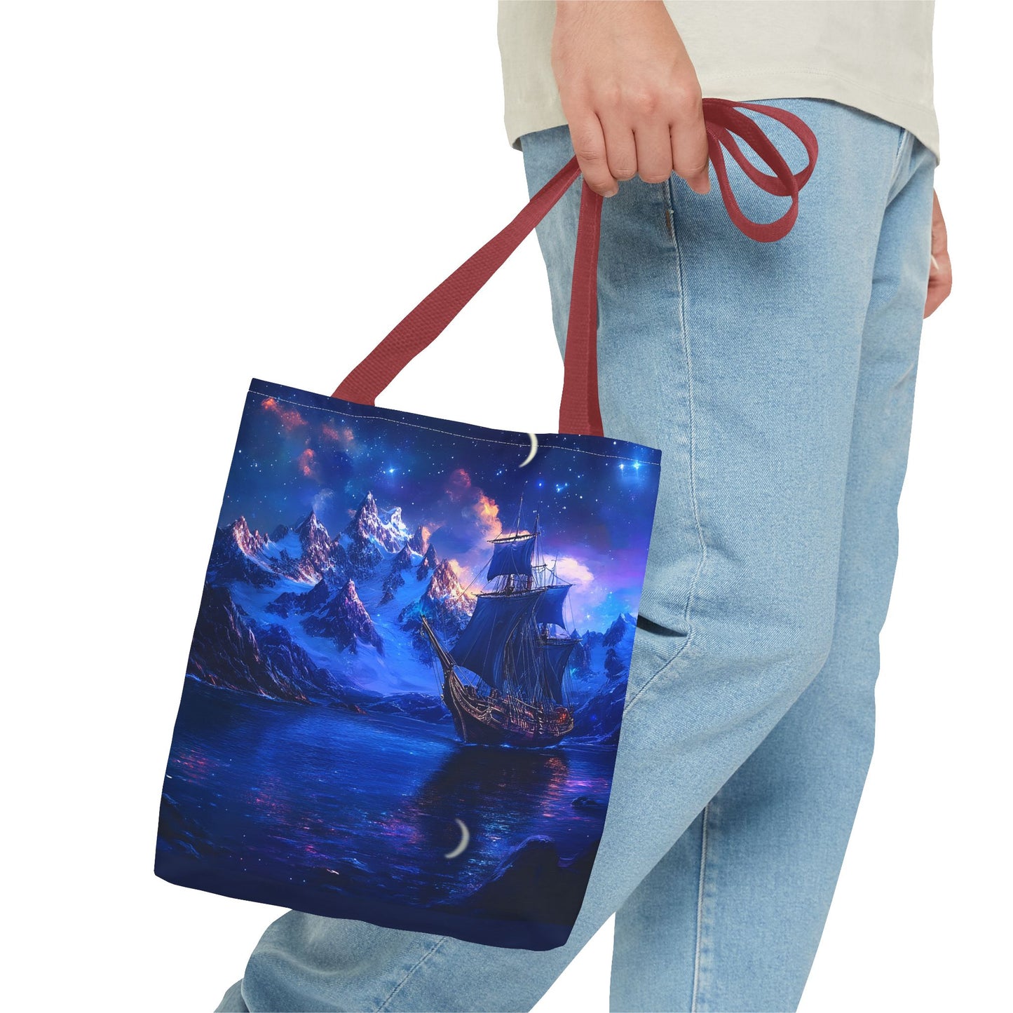 Artic Pirate Ship Under the Moonlight Tote Bag (AOP)