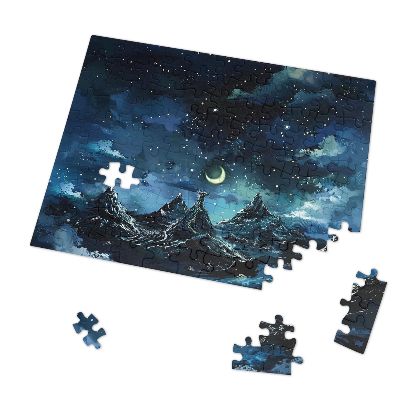 Fantasy Snowy Mountain Dragon Jigsaw Puzzle (30, 110, 252, 500,1000-Piece)