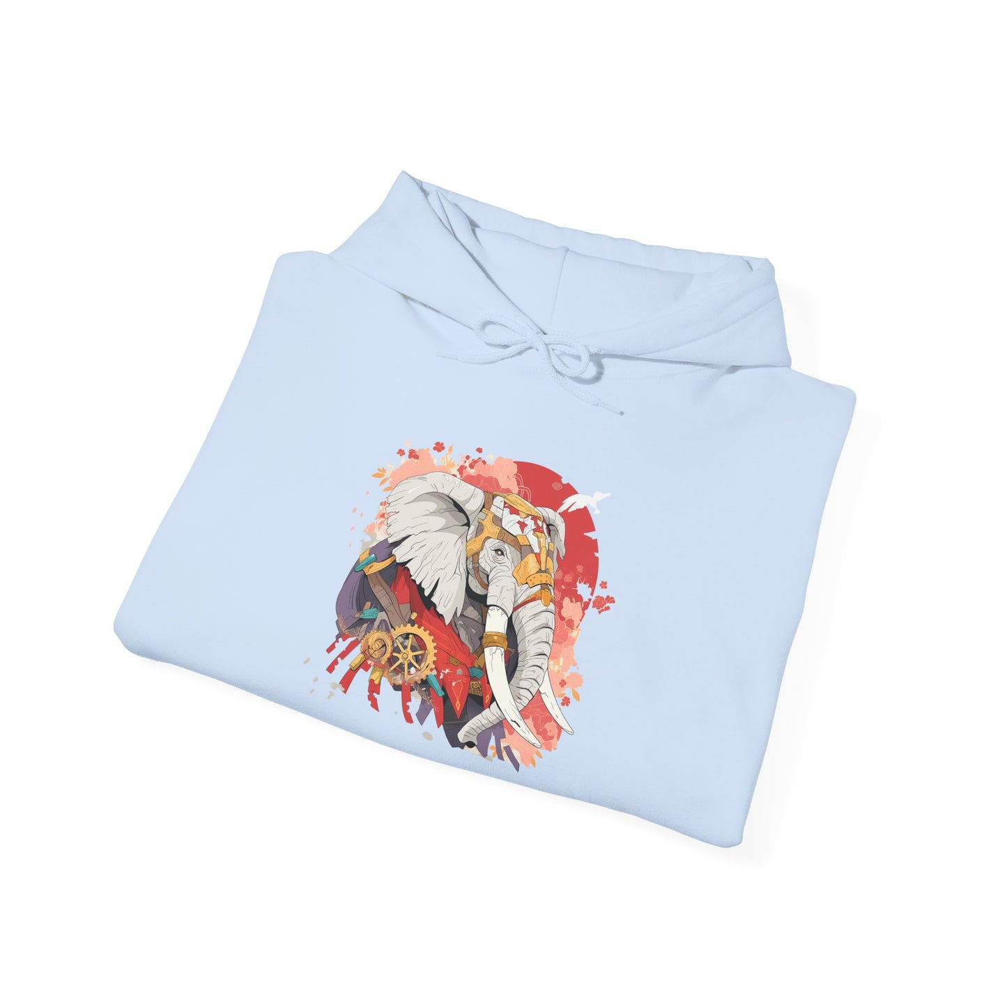 Steampunk Japanese Flowers Elephant Unisex Heavy Blend™ Hooded Sweatshirt