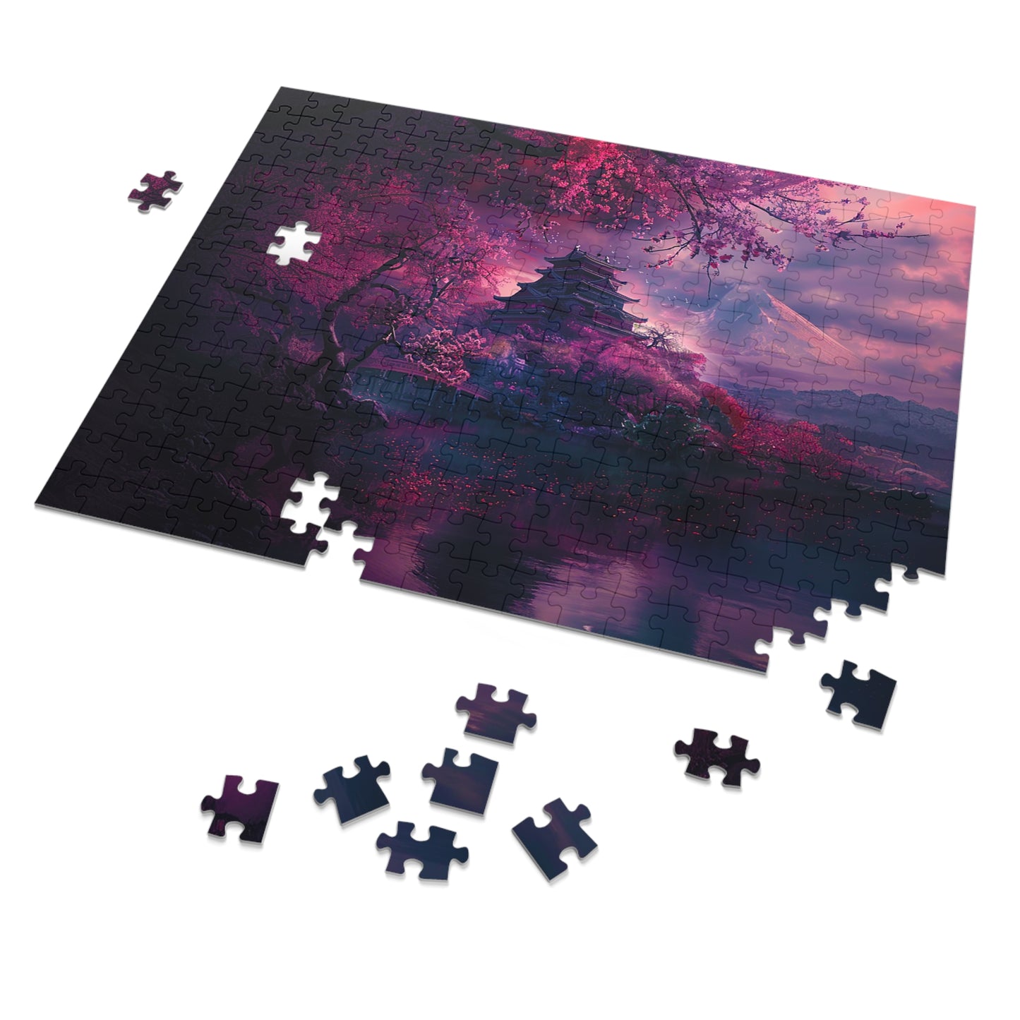 Japanese Cherry Blossum Castle Jigsaw Puzzle (30, 110, 252, 500,1000-Piece)