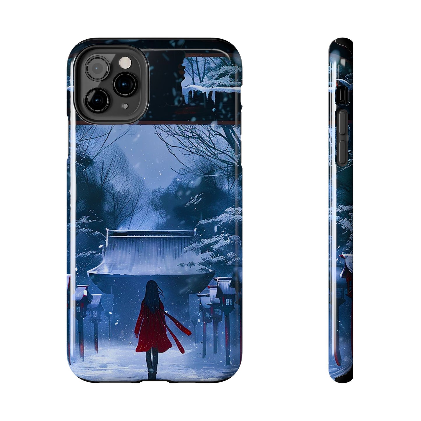 Japanese Snowy Shinto Shrine Girl Tough Phone Cases iPhone Android