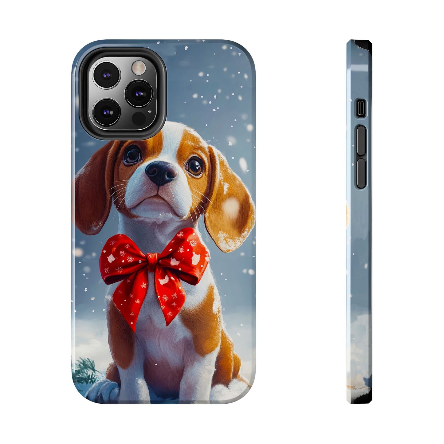 Snowy Cute Christmas Beagle Tough Phone Cases