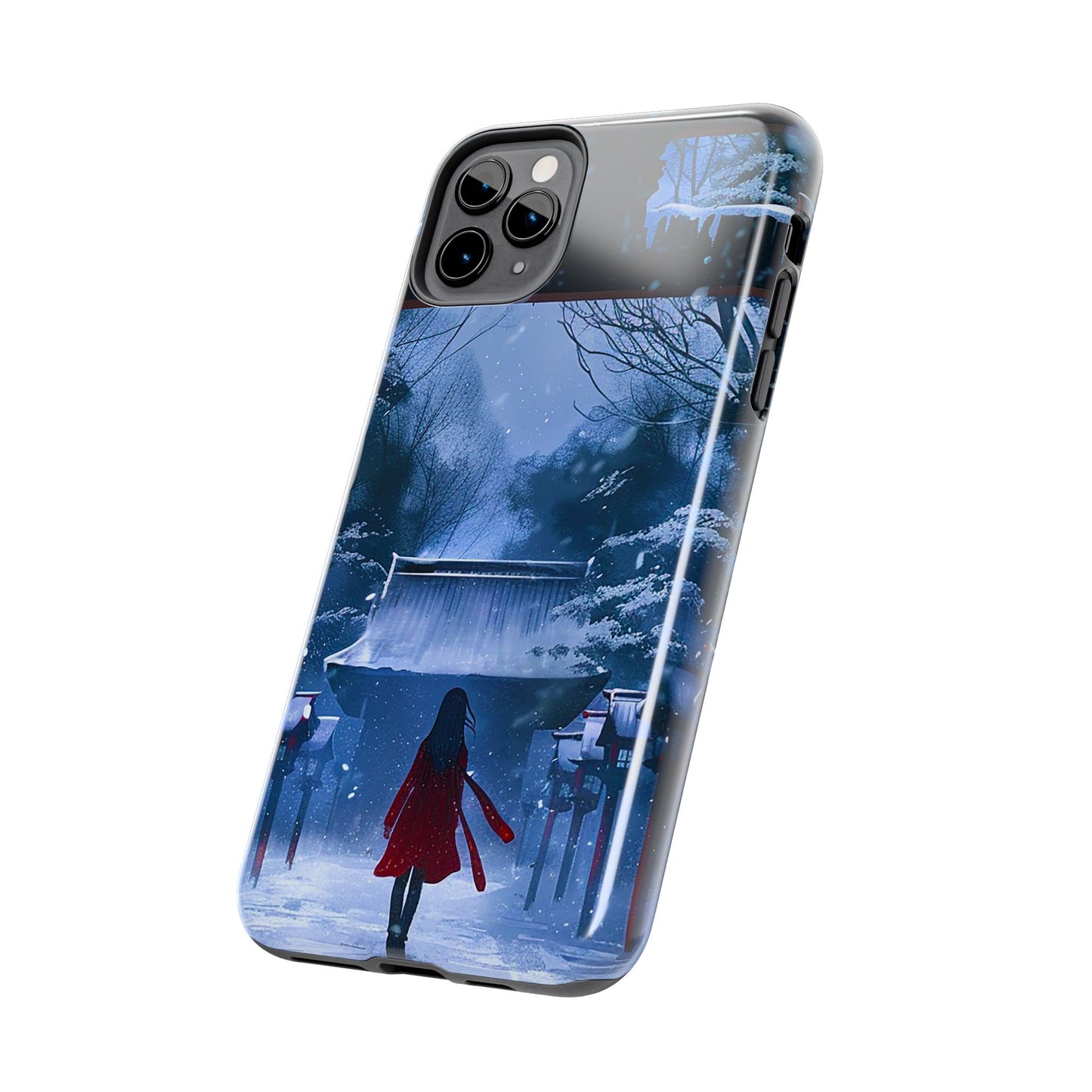 Japanese Snowy Shinto Shrine Girl Tough Phone Cases iPhone Android