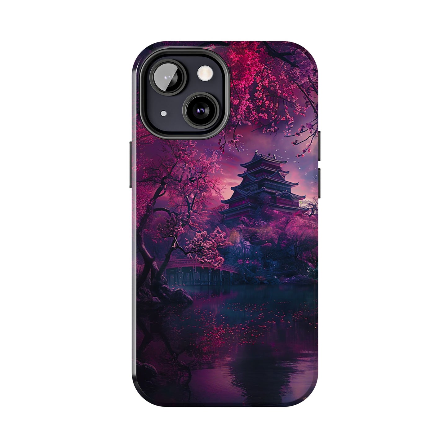 Japanese Cherry Blossum Castle Tough Phone Case iPhone Android