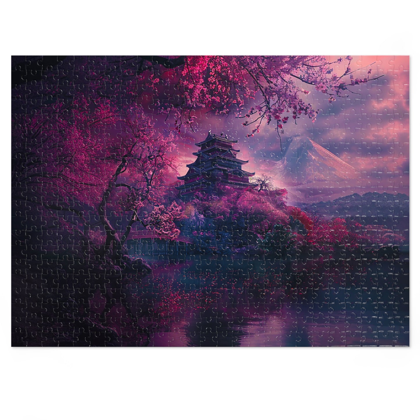 Japanese Cherry Blossum Castle Jigsaw Puzzle (30, 110, 252, 500,1000-Piece)