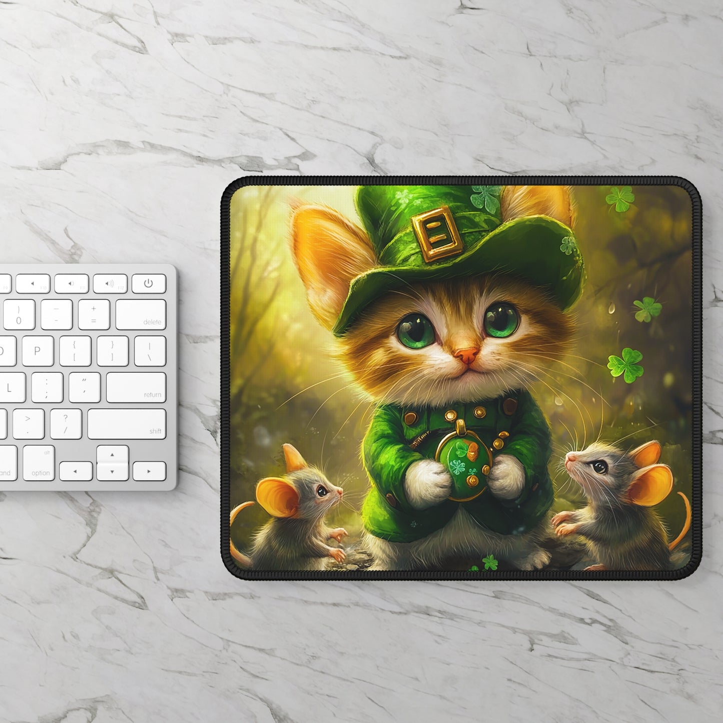 Saint Patrick's Day Theme Cat Gaming Mouse Pad