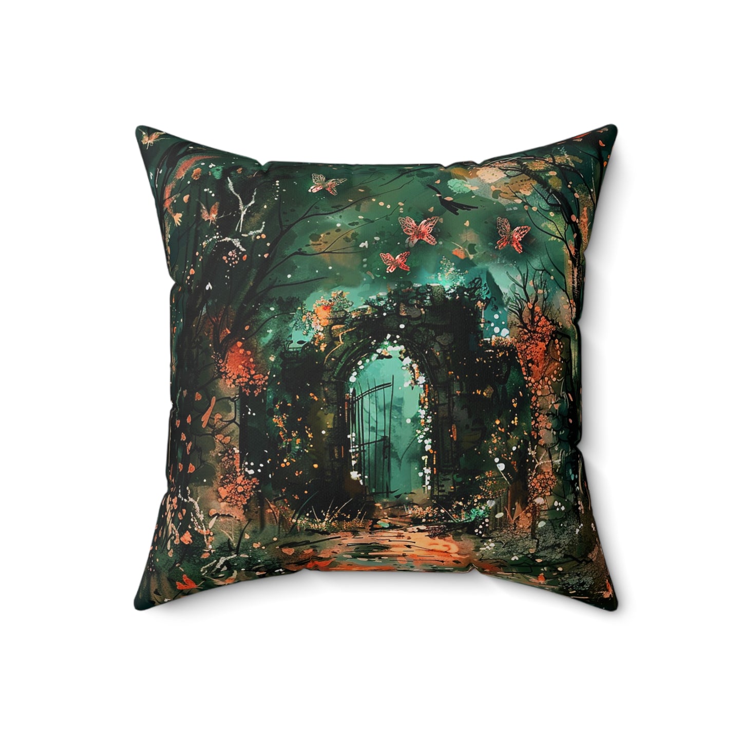 Lonely Ancient Fantasy Gate Square Polyester Square Pillow