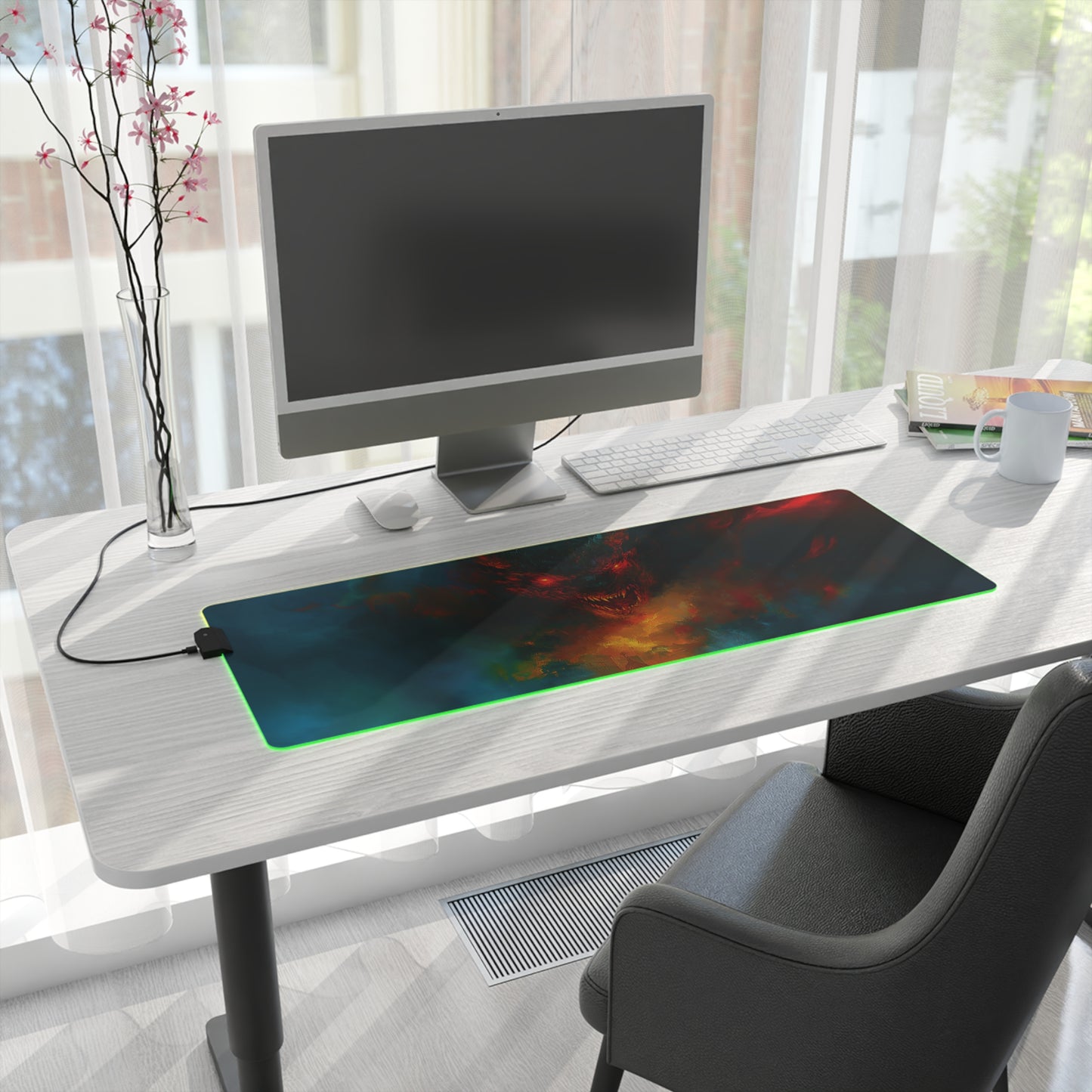 Scary Demon Horror Theme LED Gaming Mouse Pad