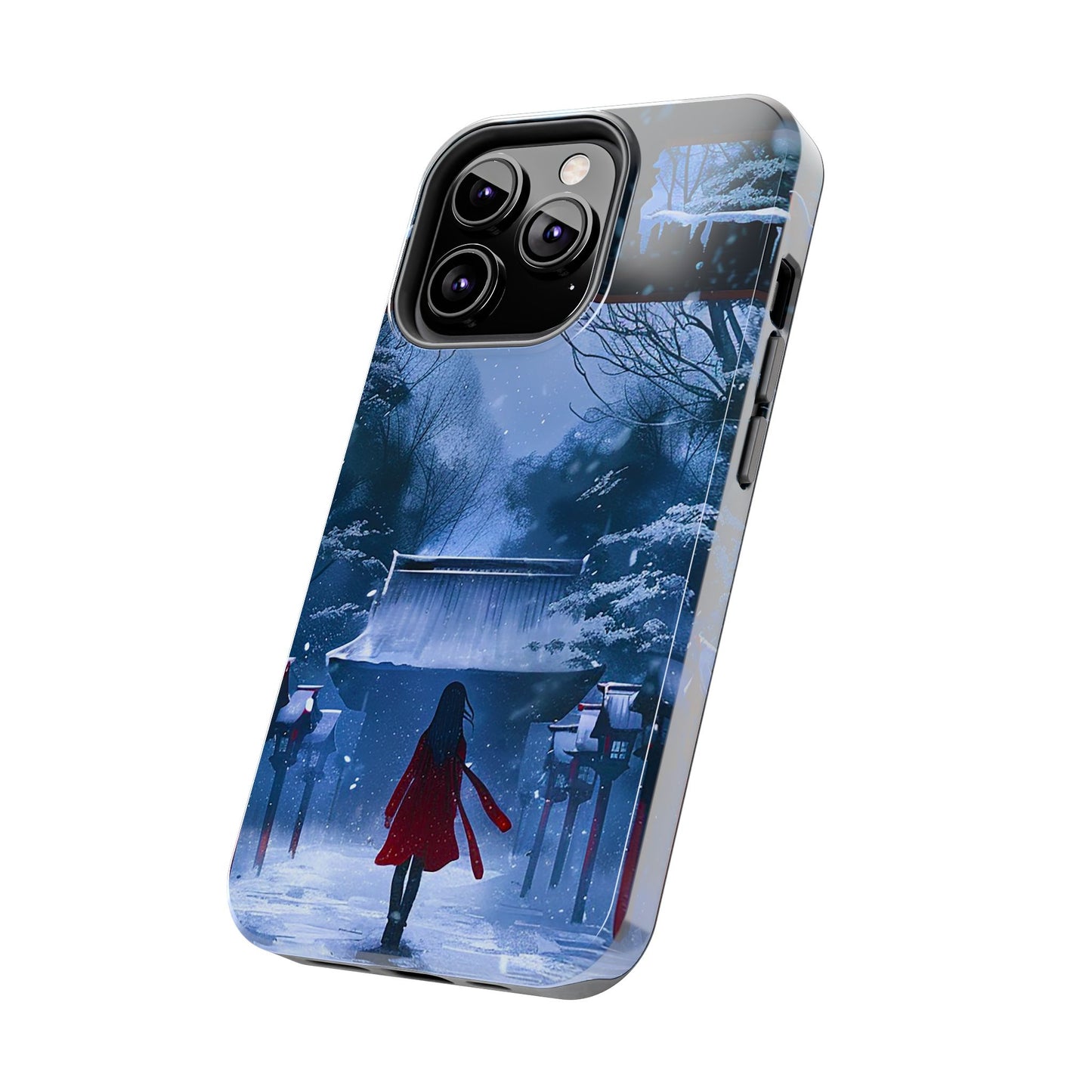 Japanese Snowy Shinto Shrine Girl Tough Phone Cases iPhone Android