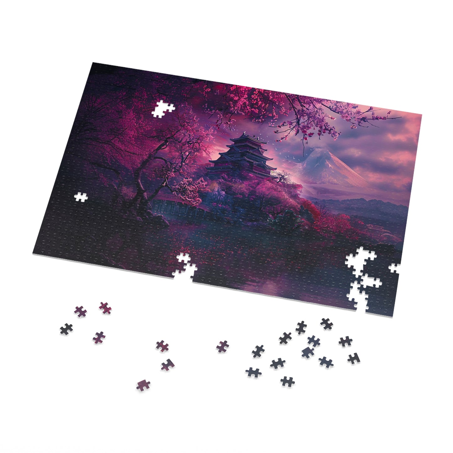 Japanese Cherry Blossum Castle Jigsaw Puzzle (30, 110, 252, 500,1000-Piece)
