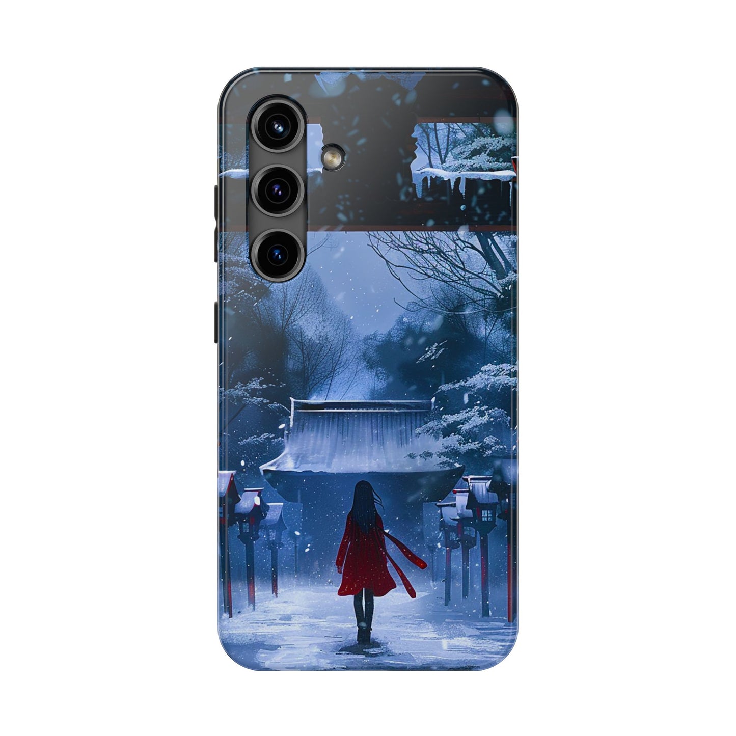 Japanese Snowy Shinto Shrine Girl Tough Phone Cases iPhone Android