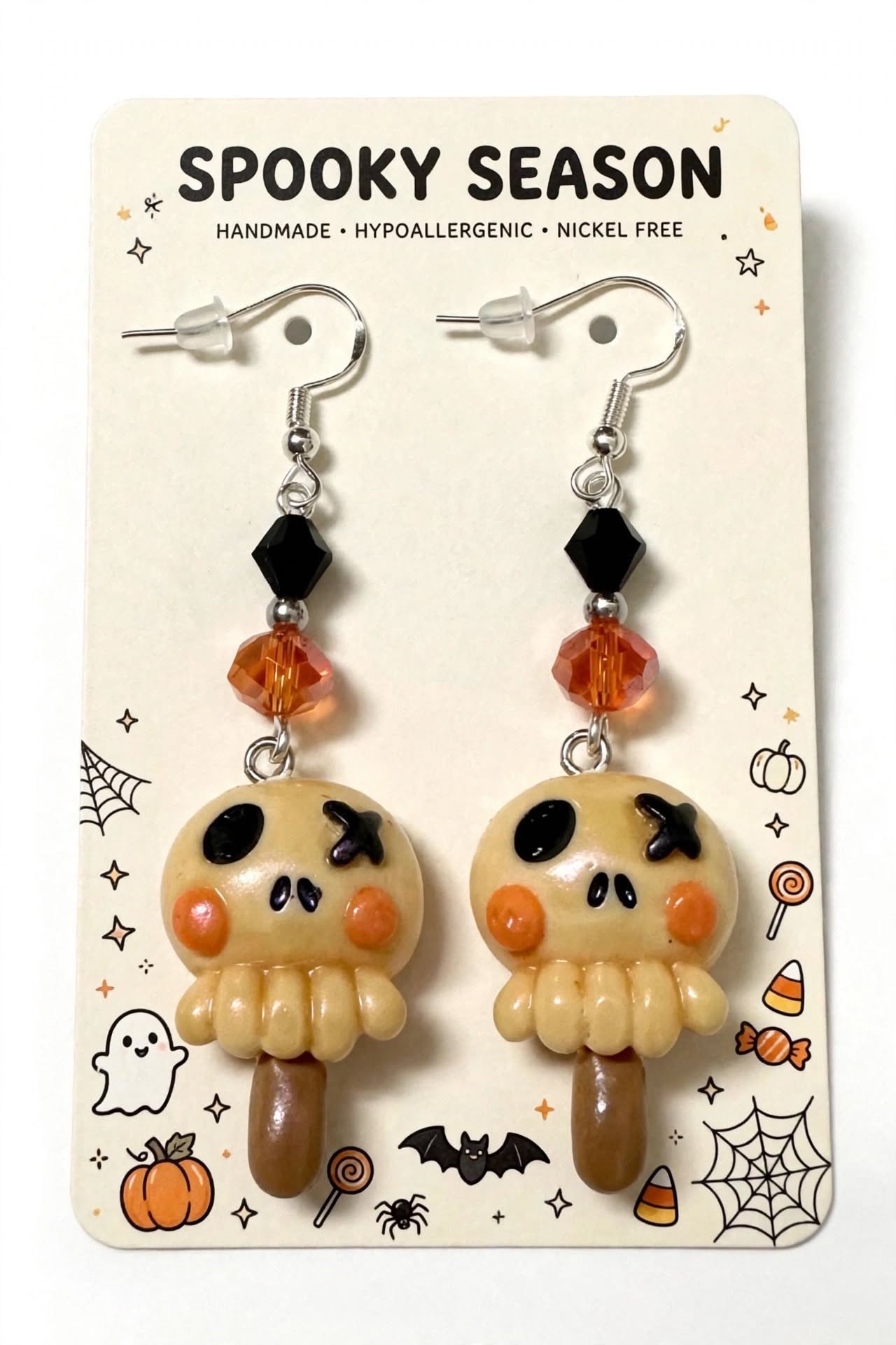 Cute Halloween Scarecrow Clay & Resin Earrings - Spooky Festive Dangle Jewelry