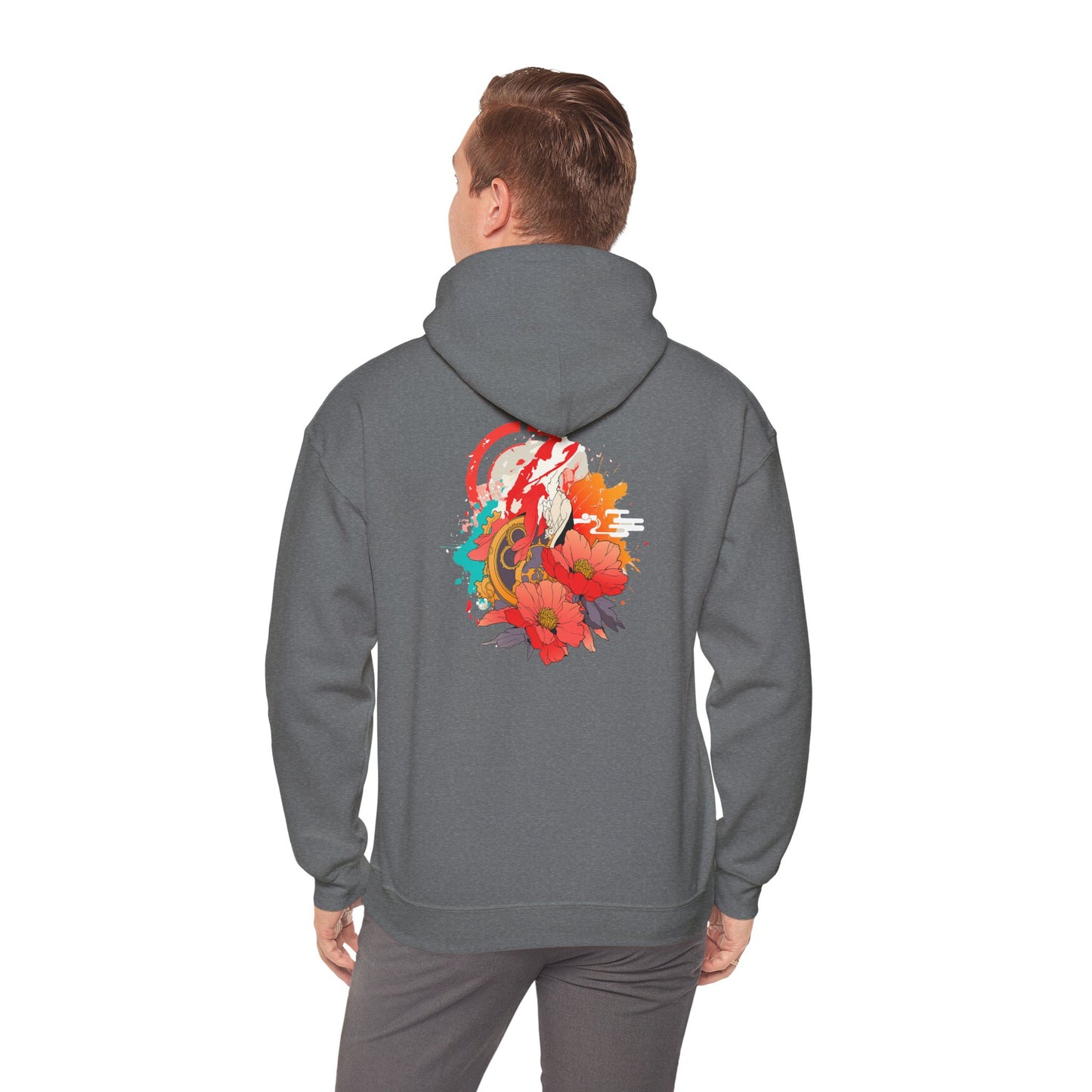 Steampunk Japanese Flowers Elephant Unisex Heavy Blend™ Hooded Sweatshirt