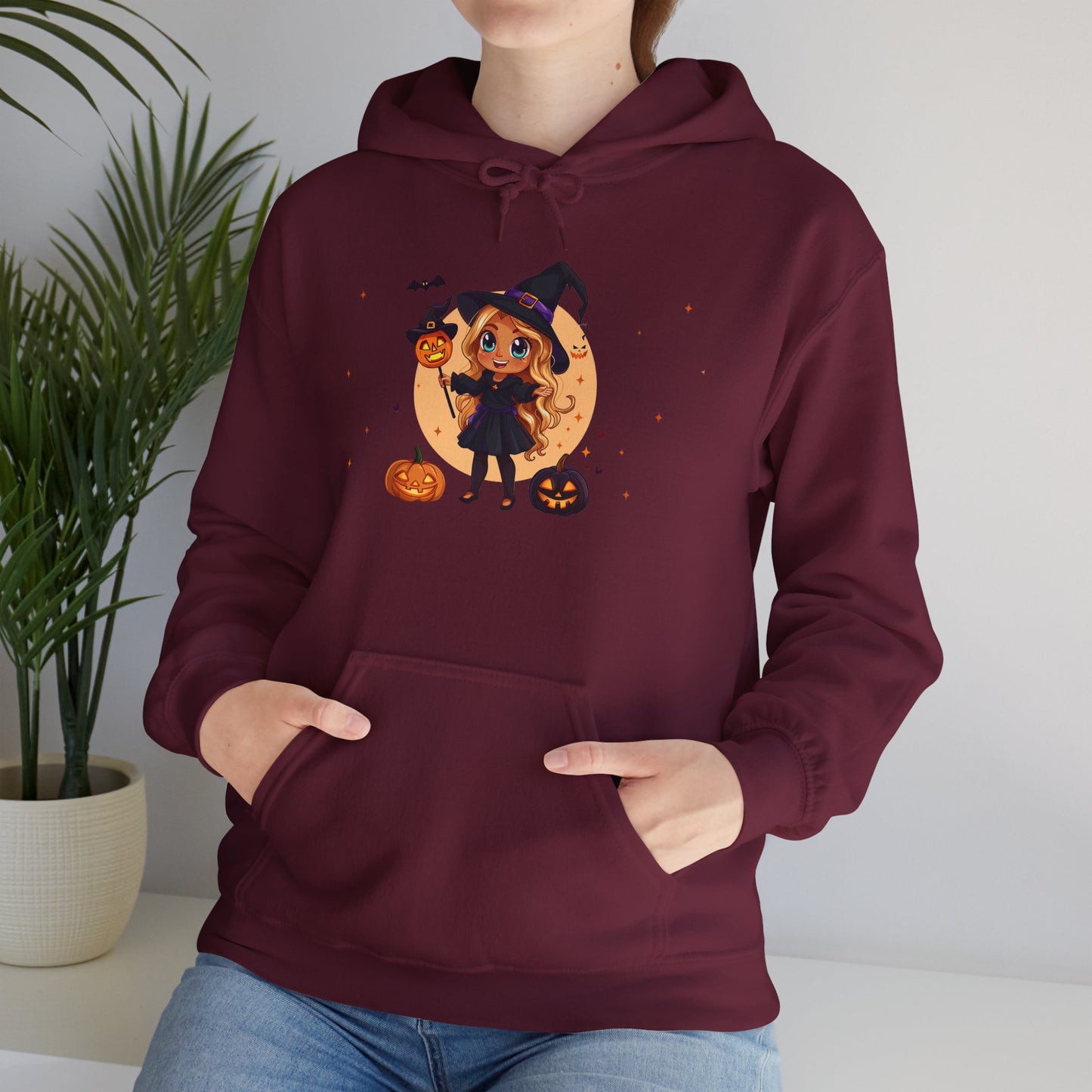 Cute Halloween Magician Girl Unisex Heavy Blend™ Hooded Sweatshirt
