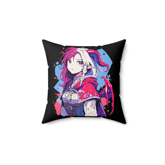 Cute Demon Princess Spun Polyester Square Pillow - Dark Fantasy Anime-Inspired Art