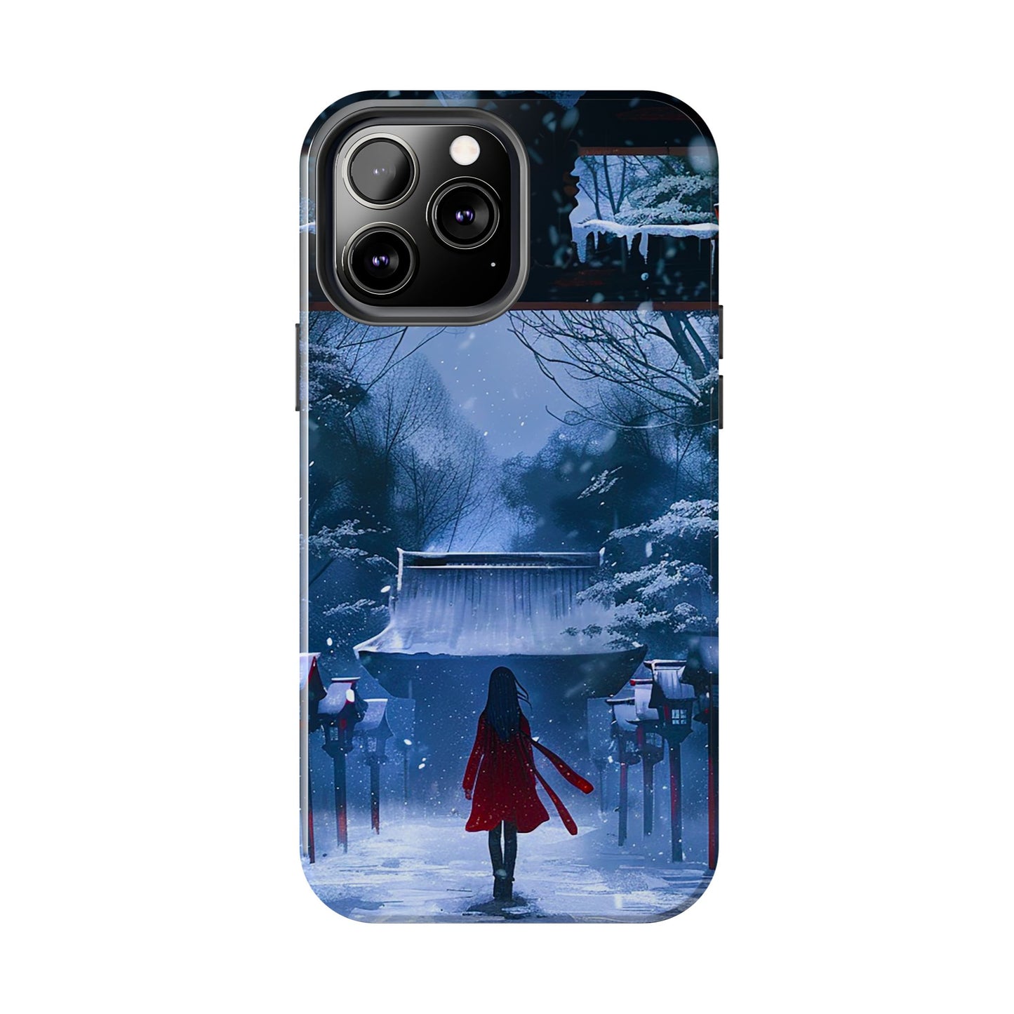 Japanese Snowy Shinto Shrine Girl Tough Phone Cases iPhone Android