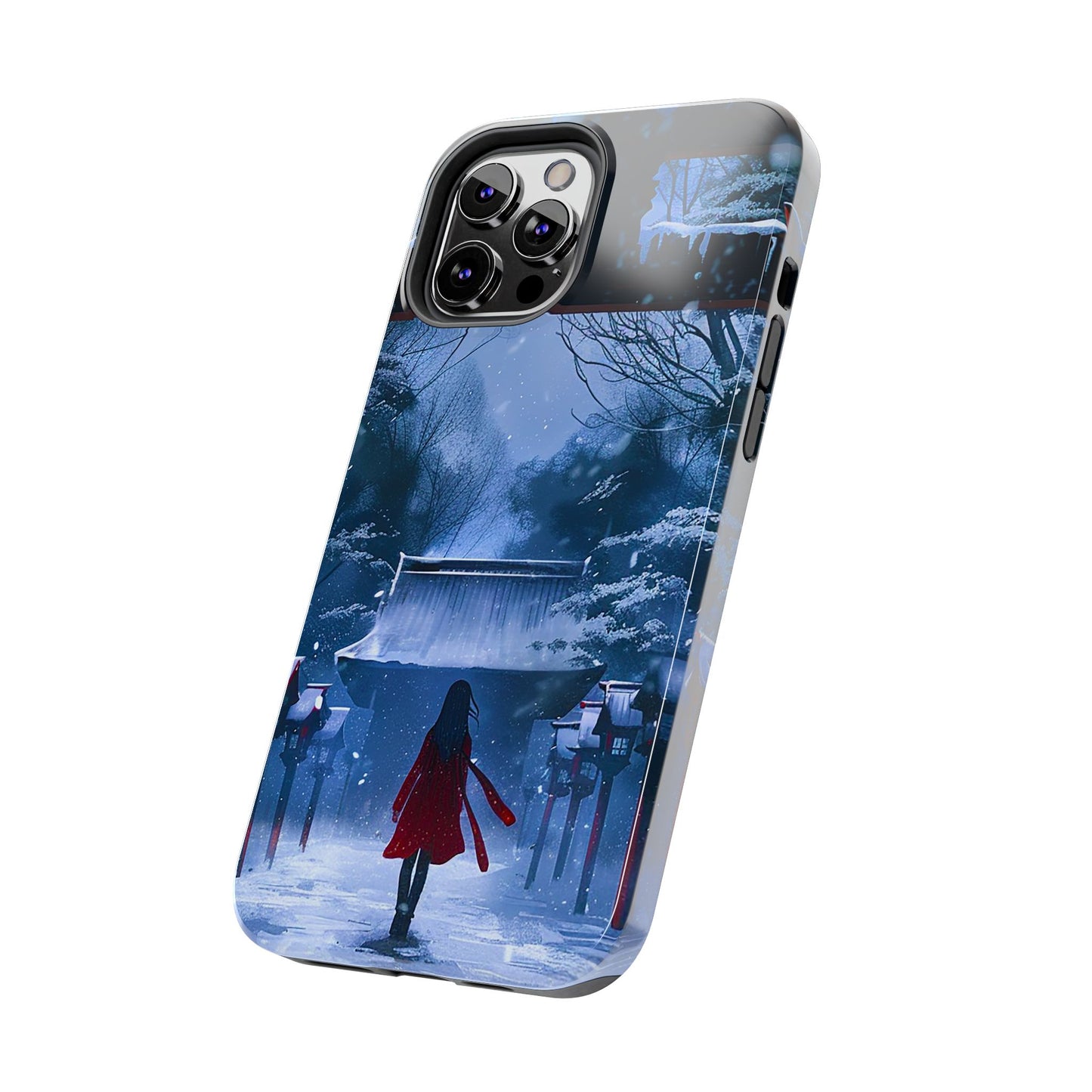 Japanese Snowy Shinto Shrine Girl Tough Phone Cases iPhone Android