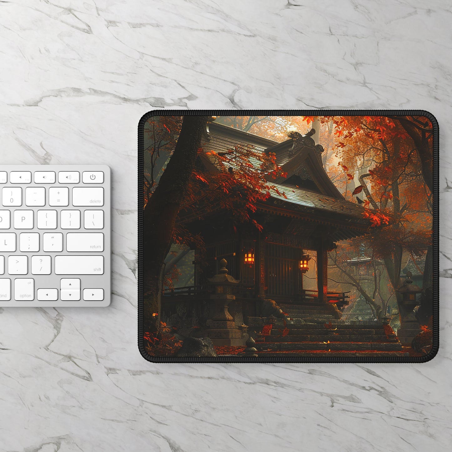 Japanese Autumn Shinto Shrine Gaming Mouse Pad