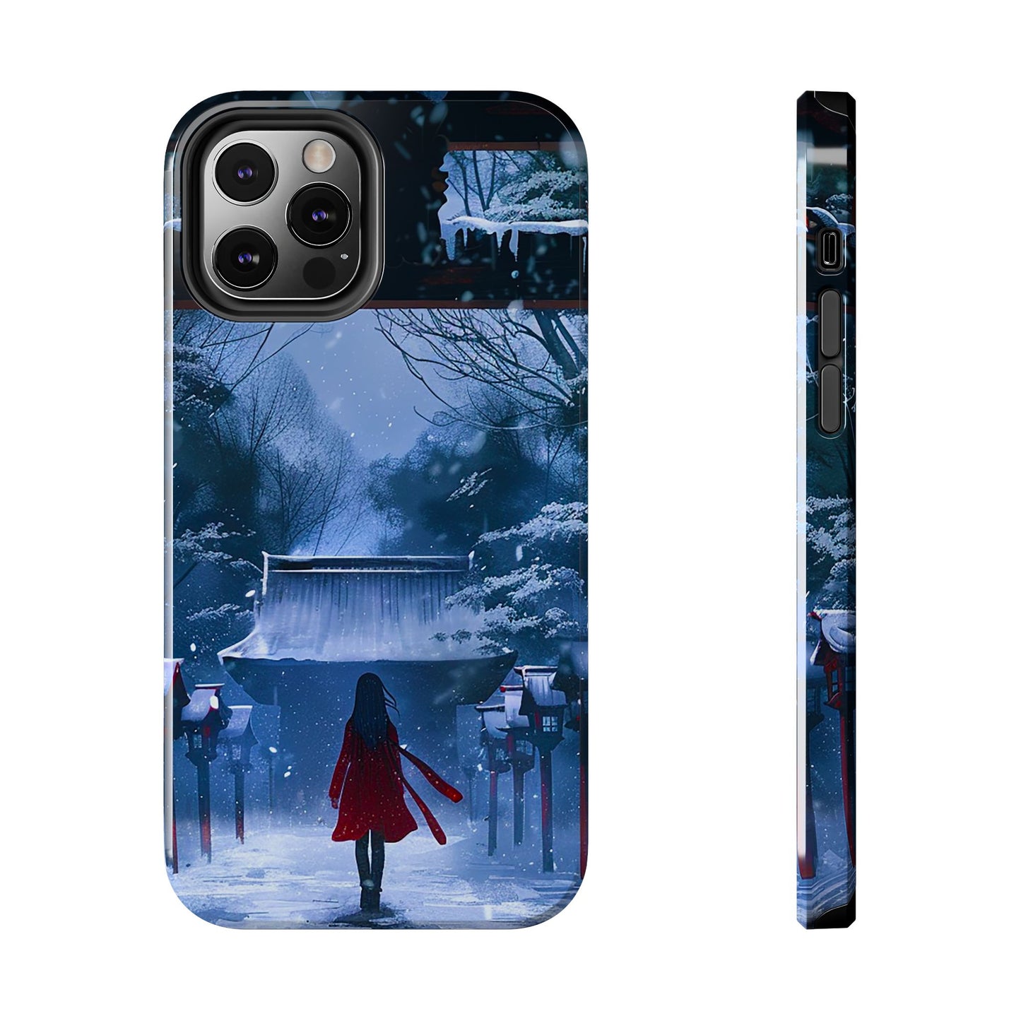 Japanese Snowy Shinto Shrine Girl Tough Phone Cases iPhone Android