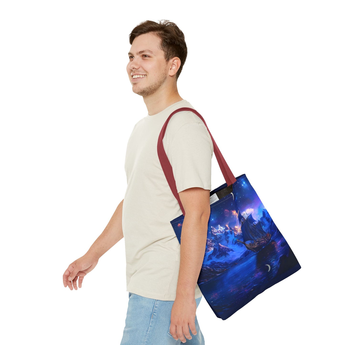 Artic Pirate Ship Under the Moonlight Tote Bag (AOP)