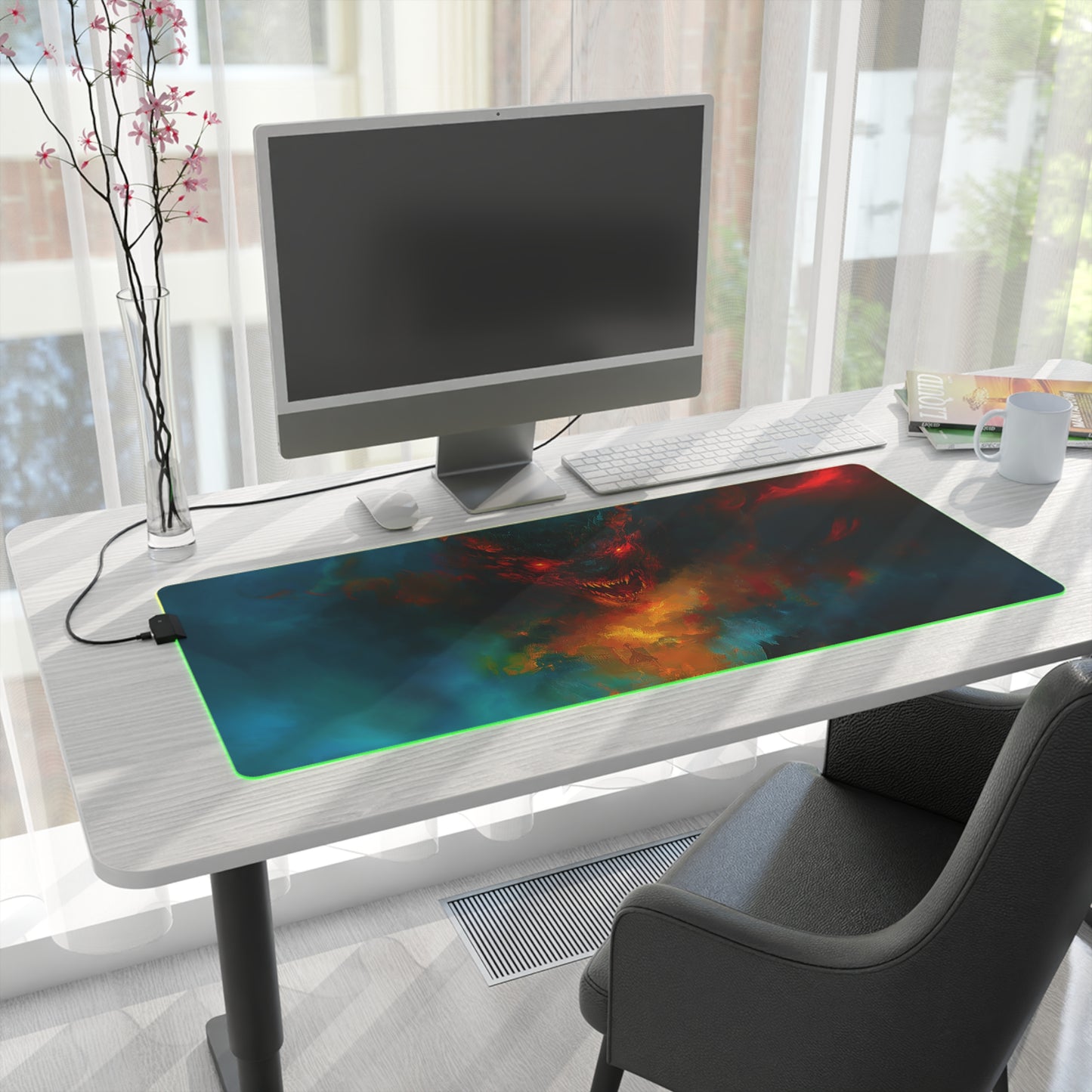 Scary Demon Horror Theme LED Gaming Mouse Pad