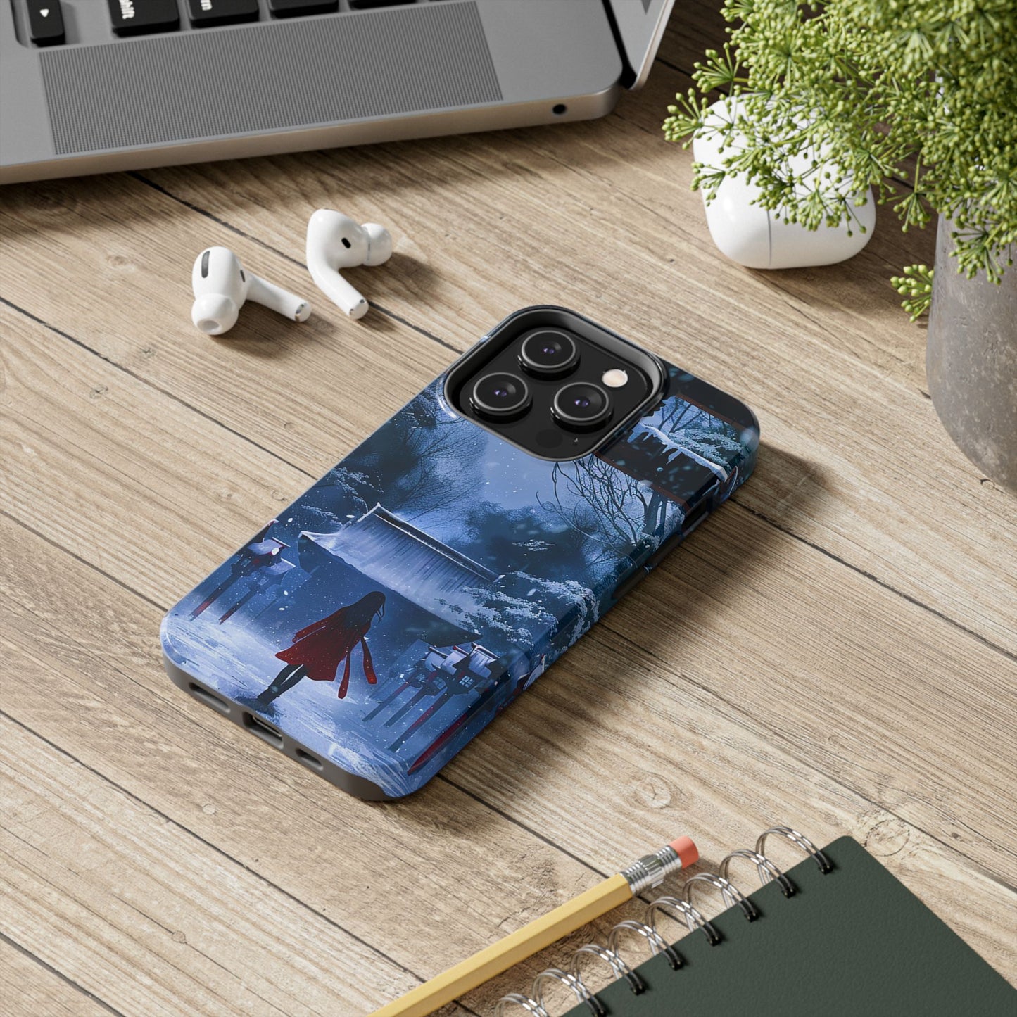 Japanese Snowy Shinto Shrine Girl Tough Phone Cases iPhone Android