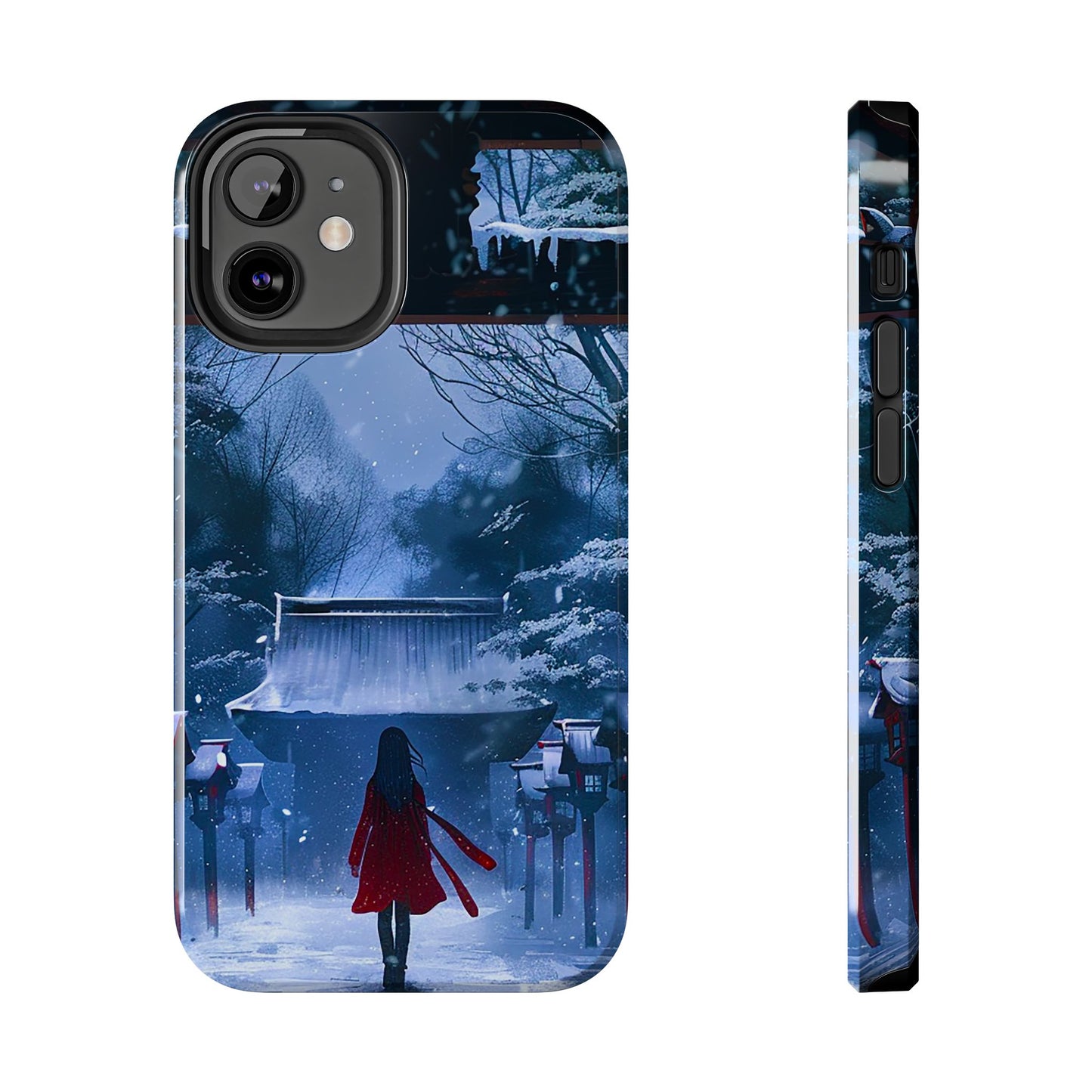 Japanese Snowy Shinto Shrine Girl Tough Phone Cases iPhone Android