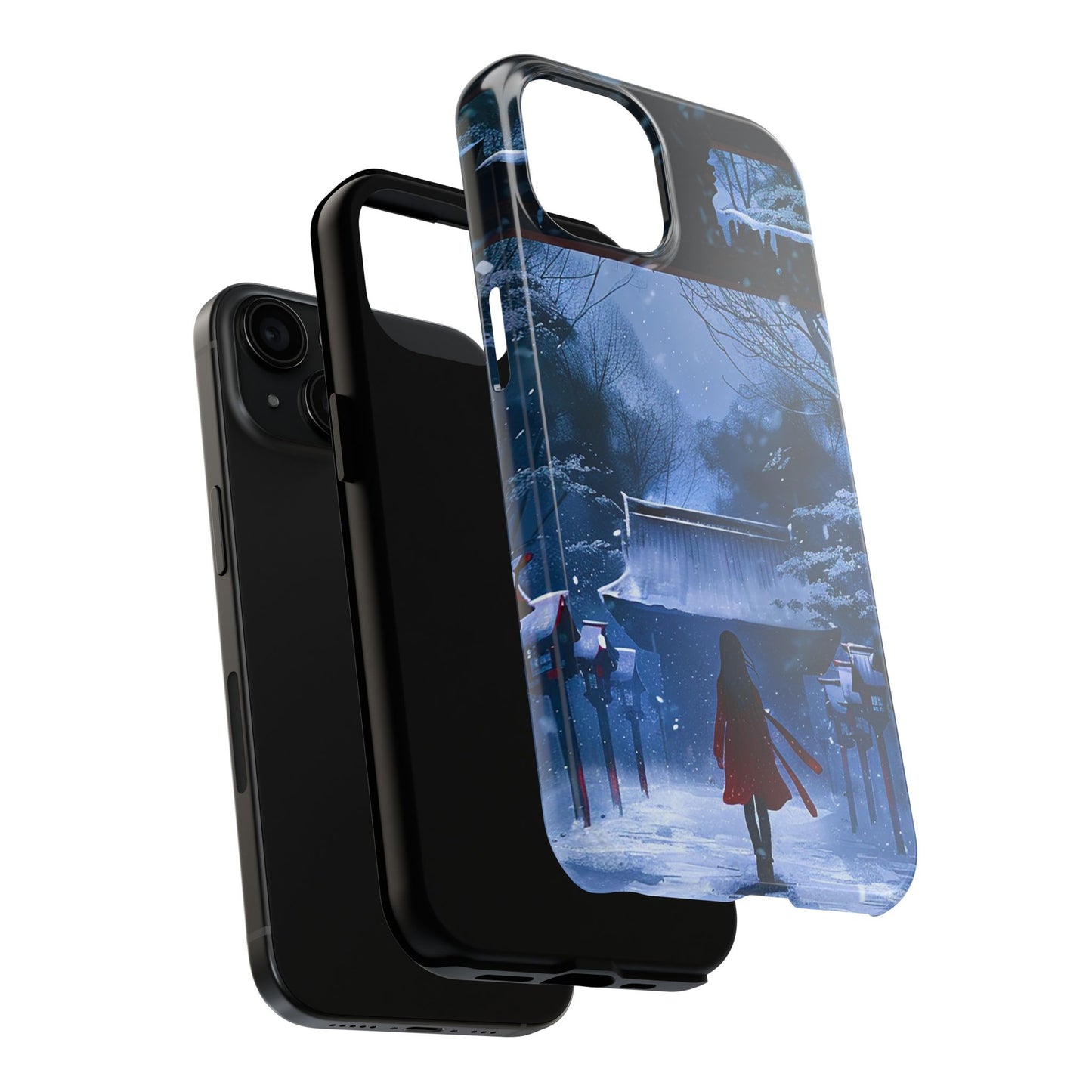Japanese Snowy Shinto Shrine Girl Tough Phone Cases iPhone Android