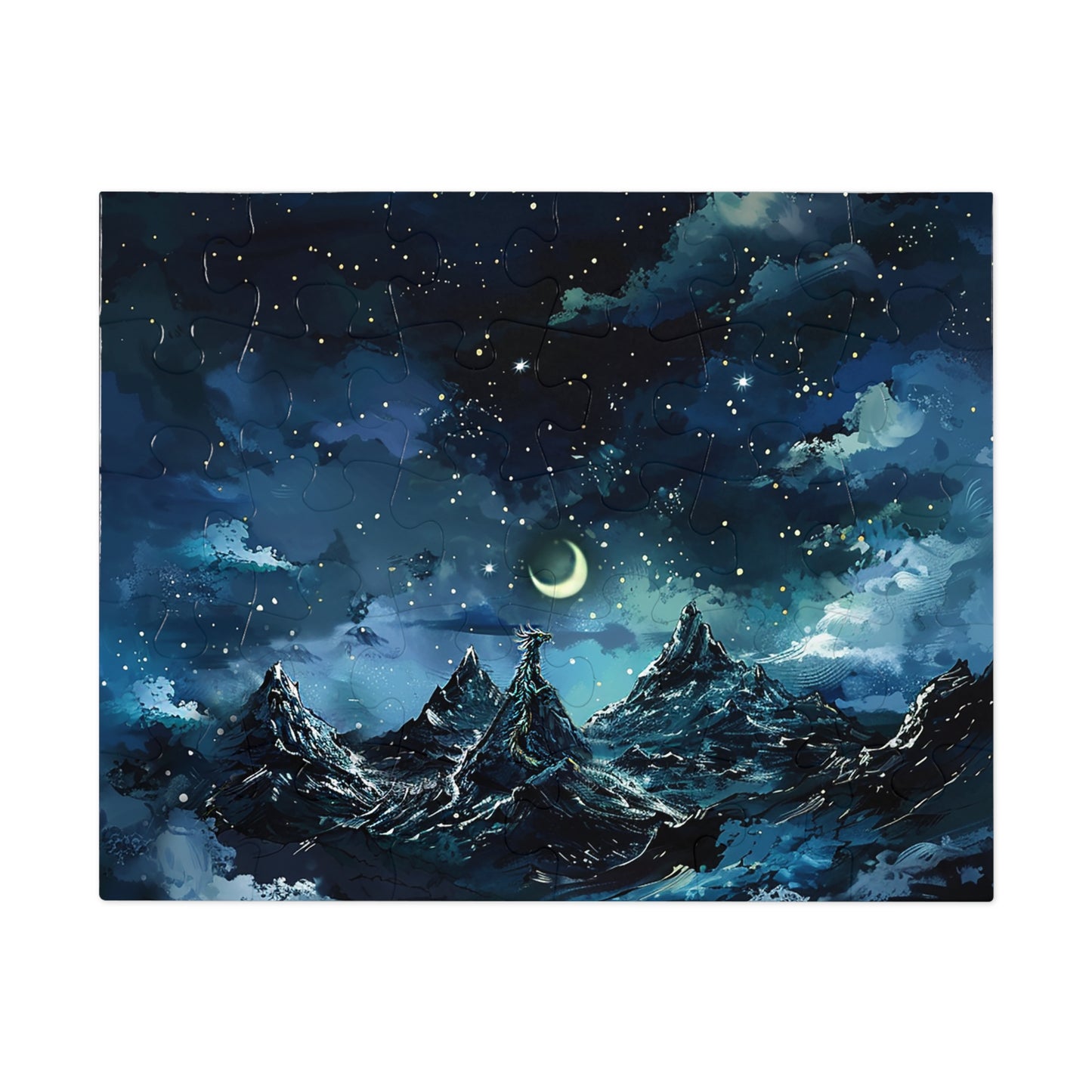 Fantasy Snowy Mountain Dragon Jigsaw Puzzle (30, 110, 252, 500,1000-Piece)
